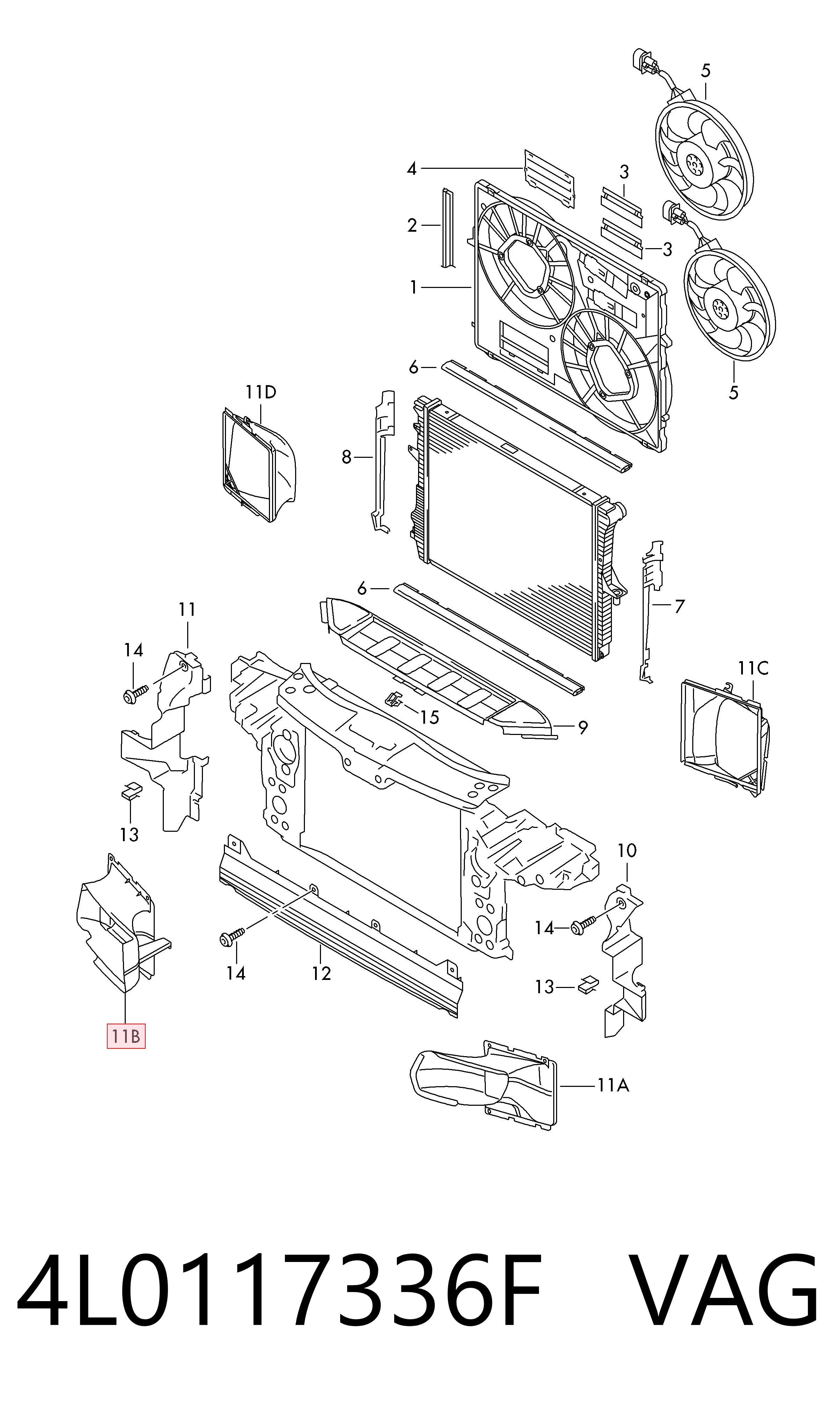 4L0117336F VAG Deflector de aire del radiador intercooler derecho