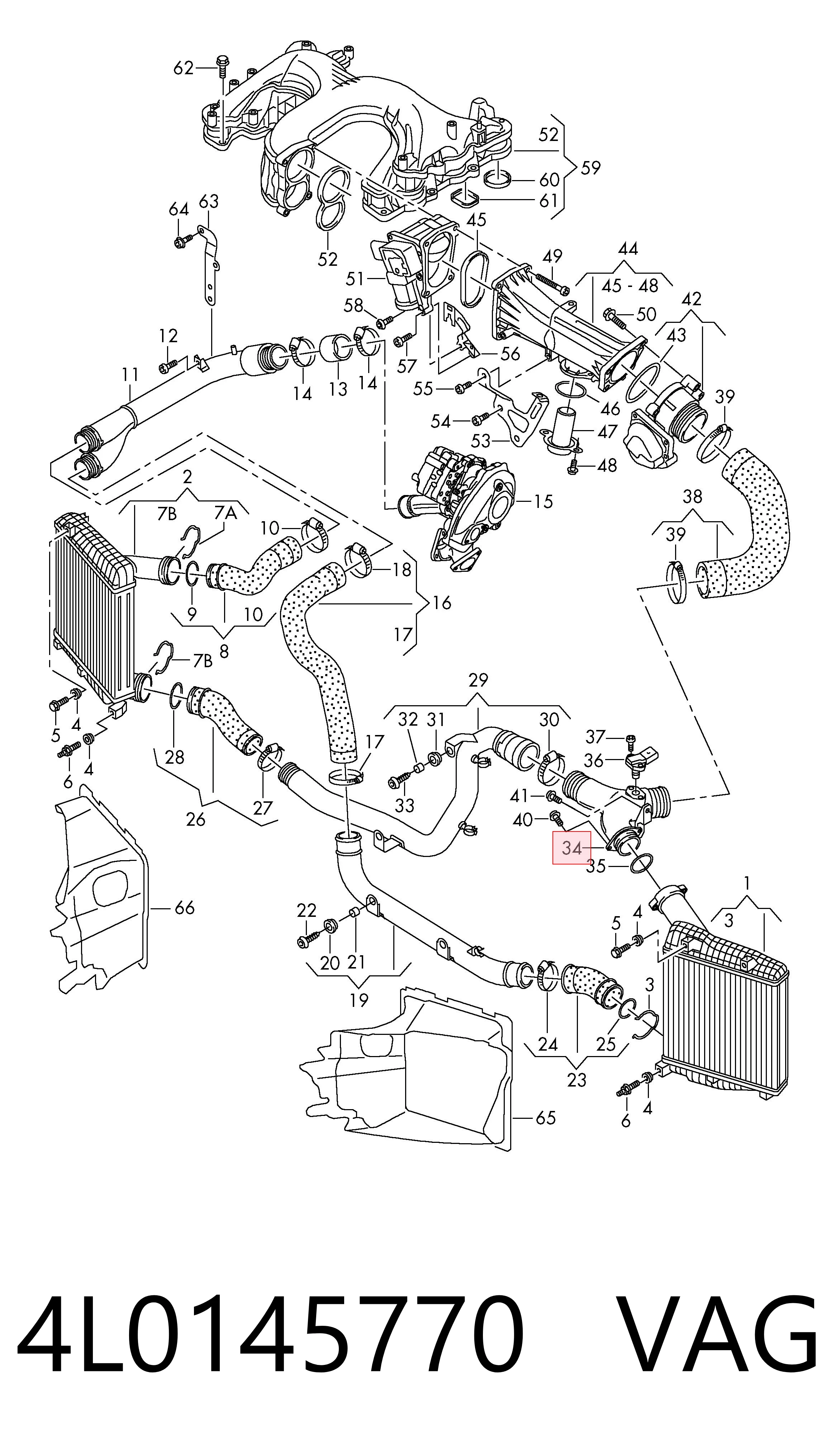 4L0145770 VAG Manguera del intercooler