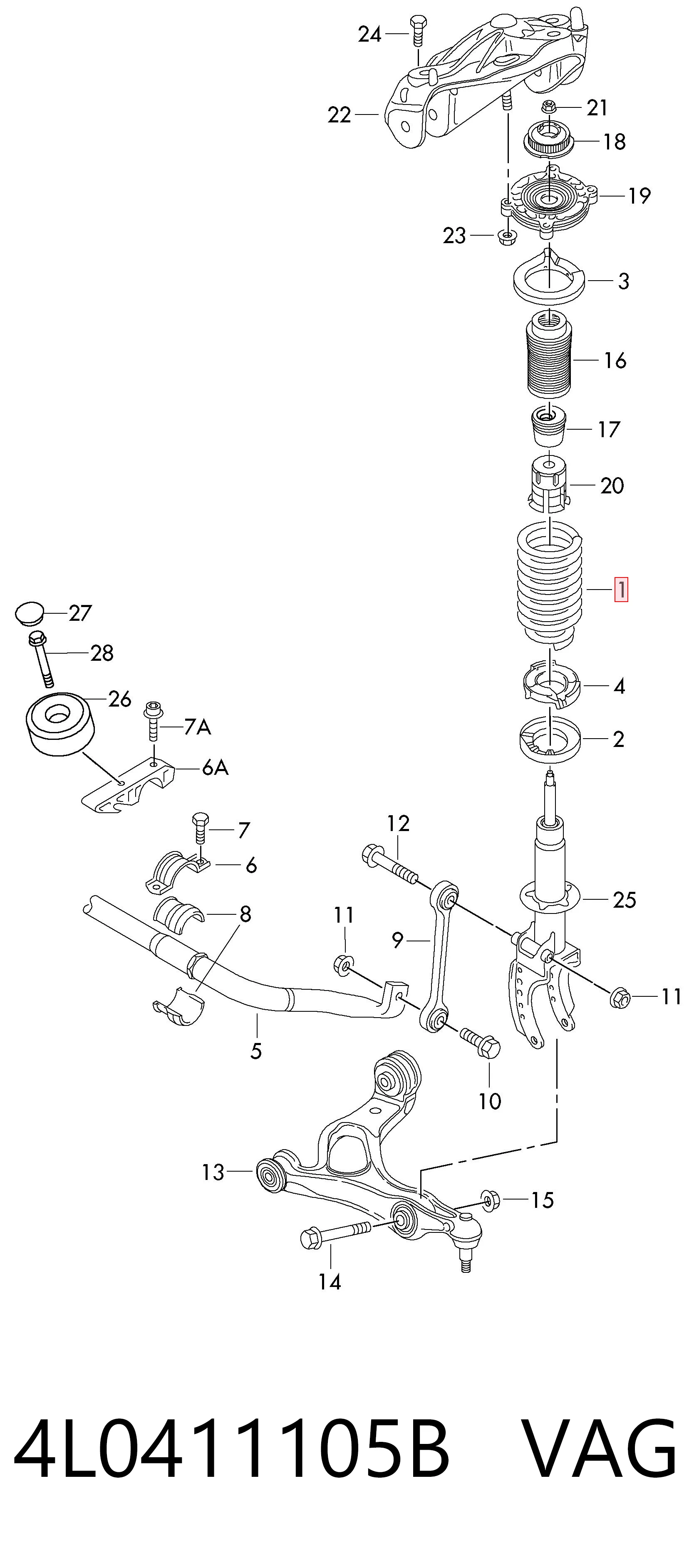 Comprar Muelle delantero Audi Q7  4LB a bajo precio