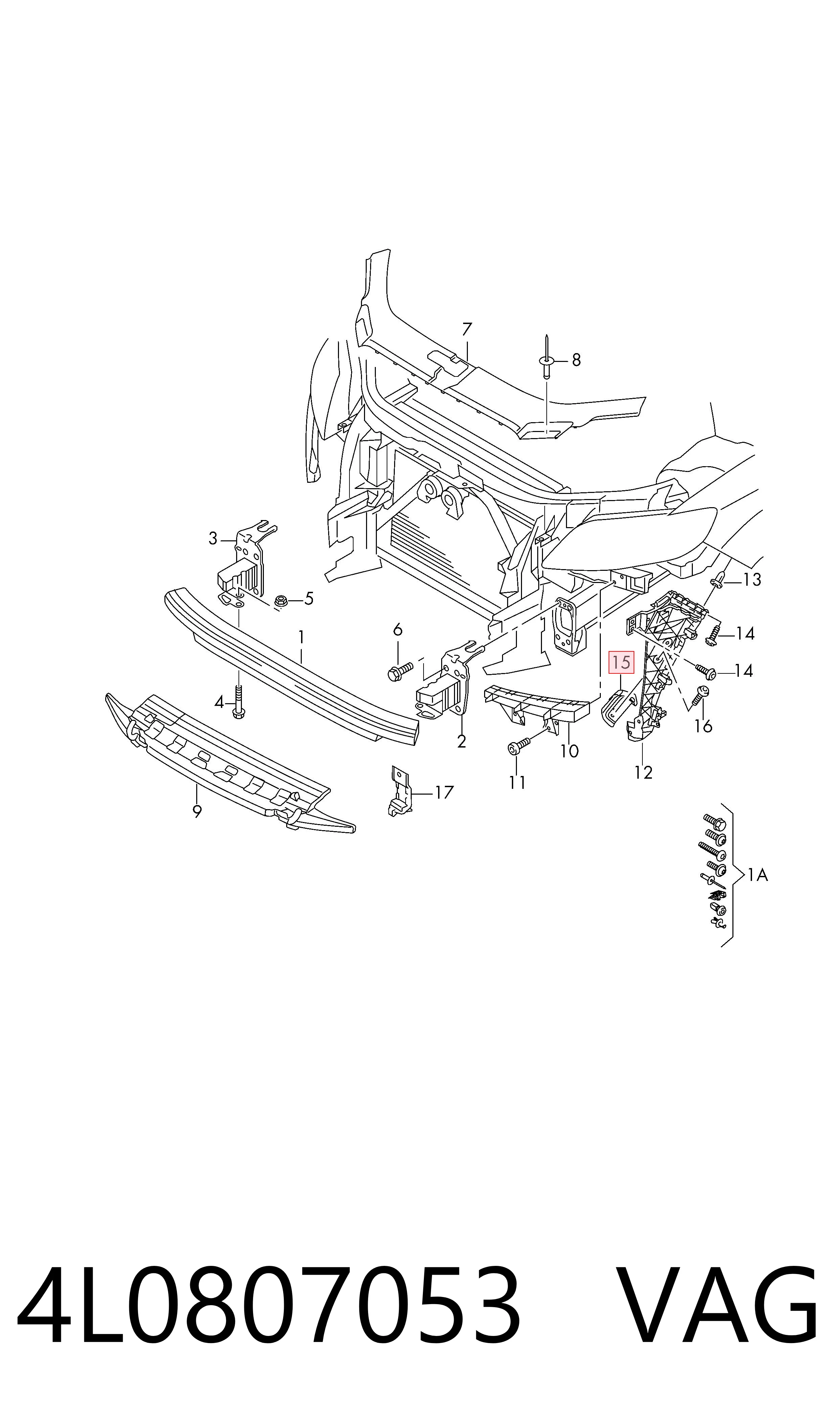4L0807053 VAG Soporte de parachoques delantero izquierdo