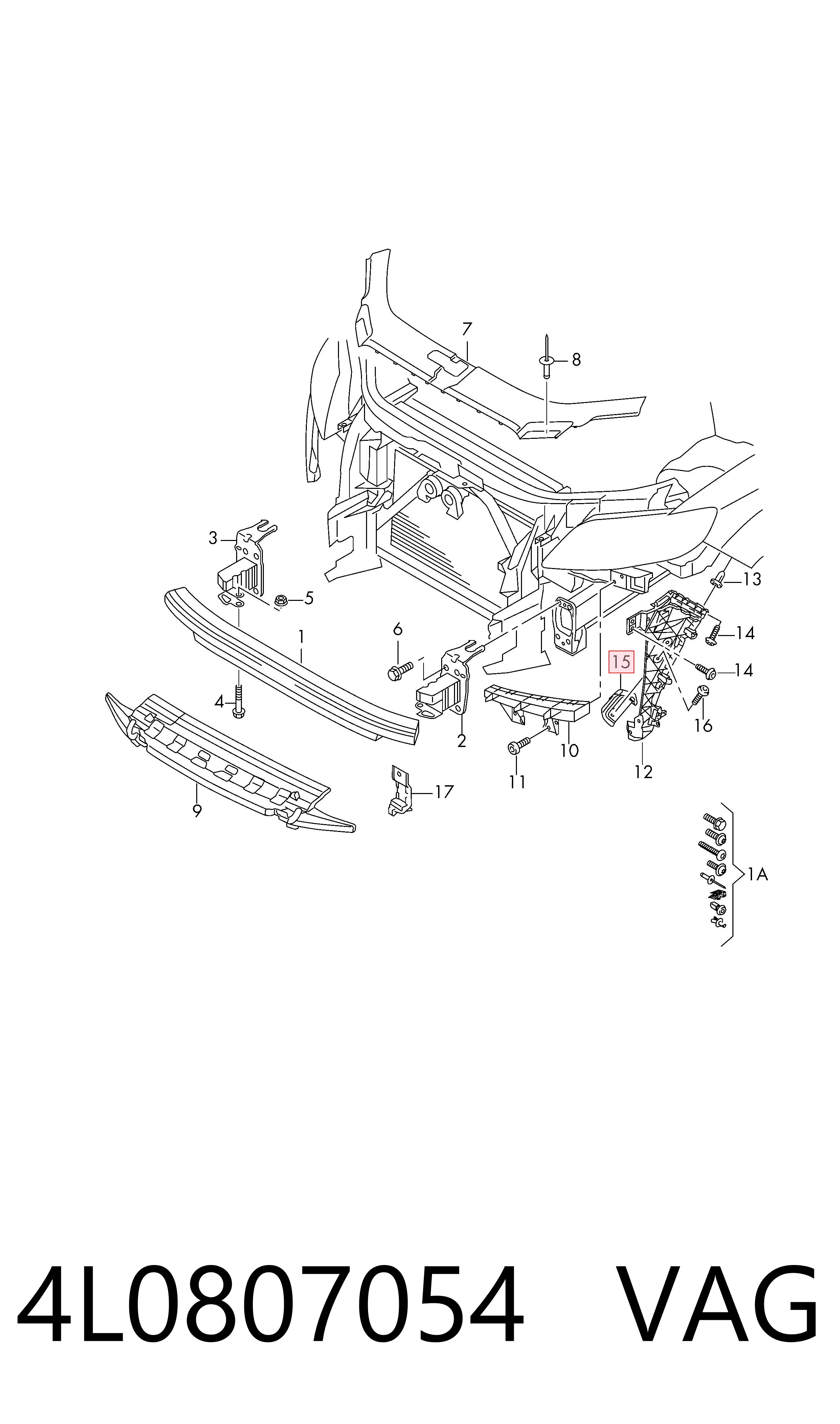 4L0807054 VAG Soporte de parachoques delantero derecho