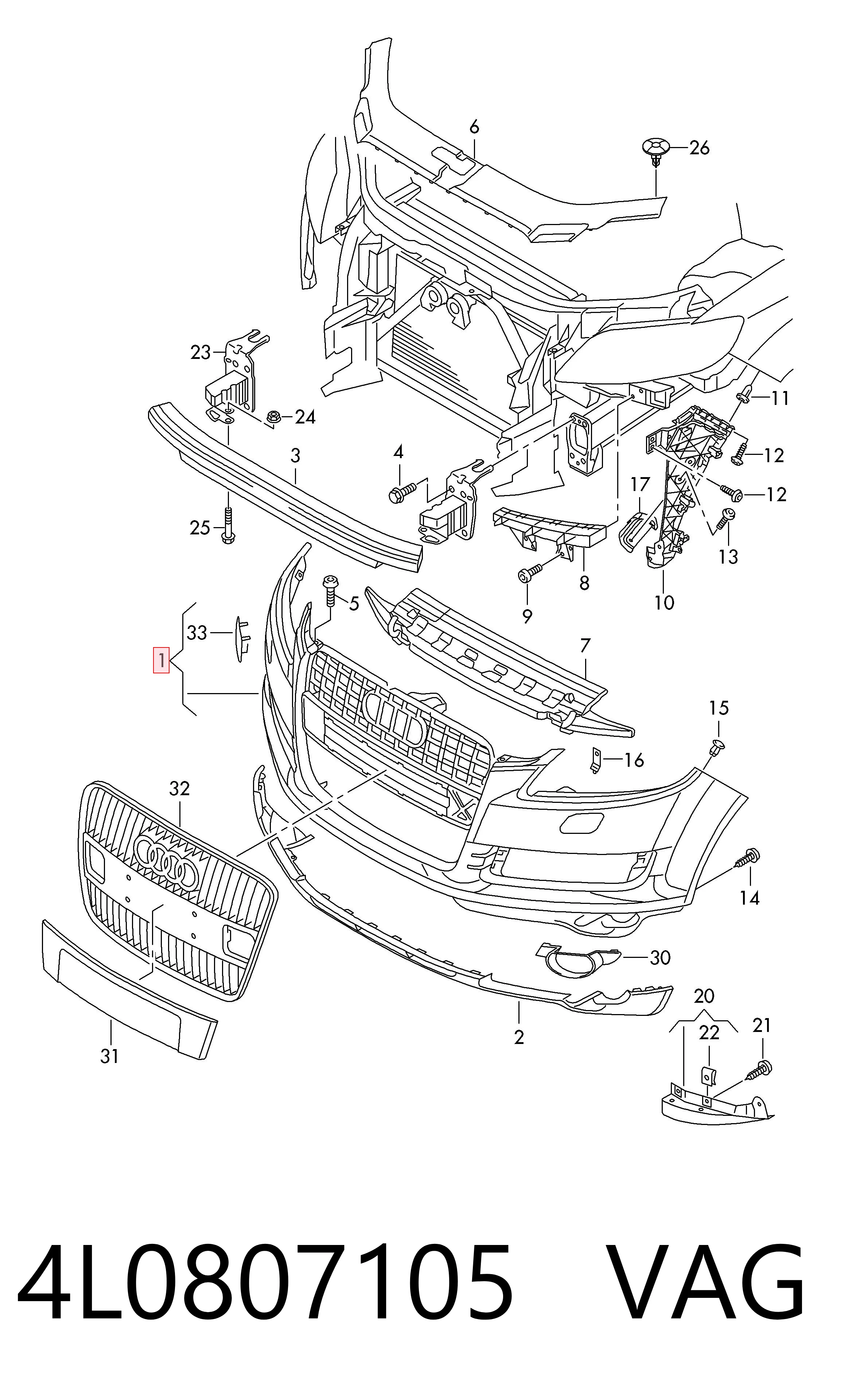 Parachoques delantero 4L0807105 VAG