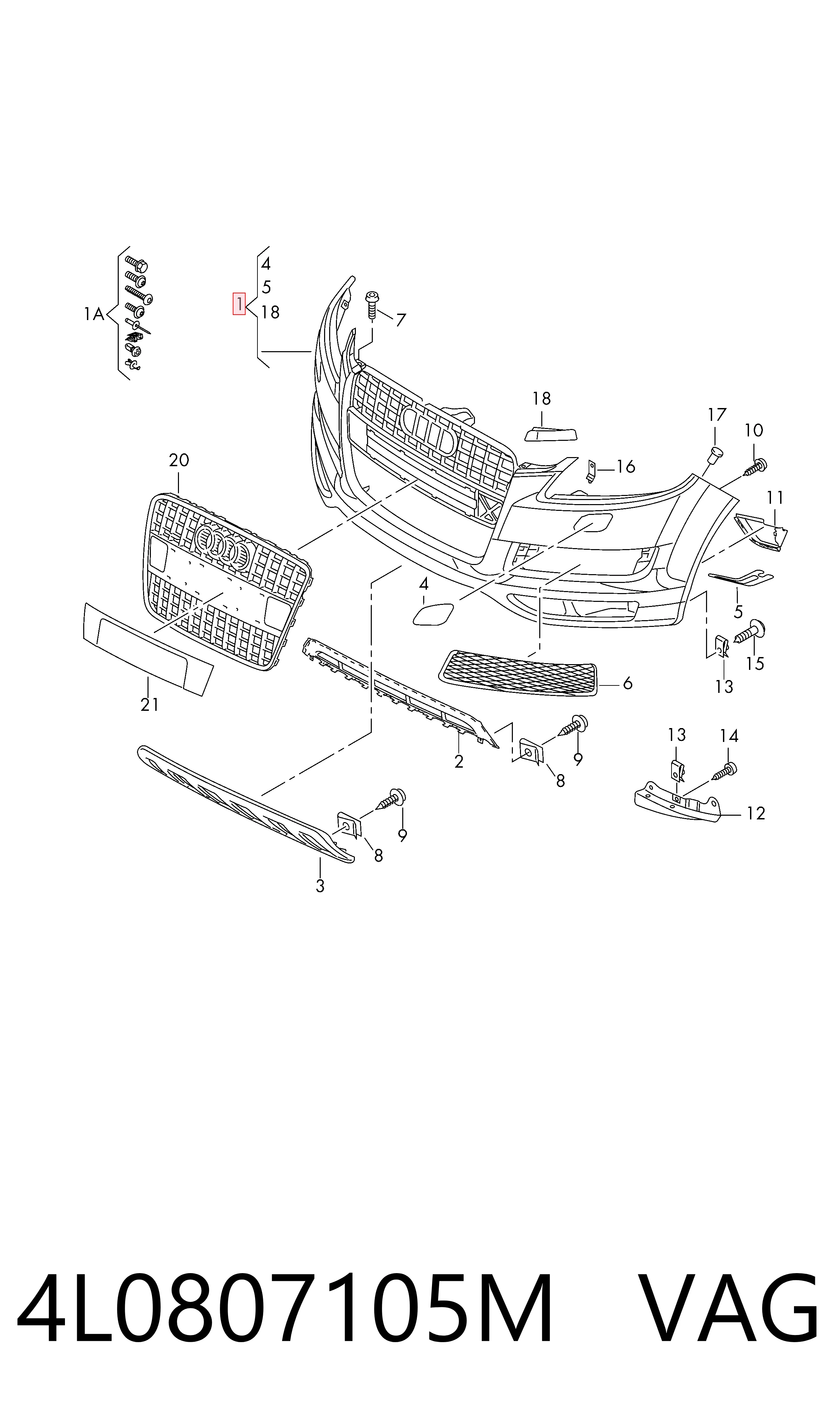4L0807105M VAG Paragolpes delantero