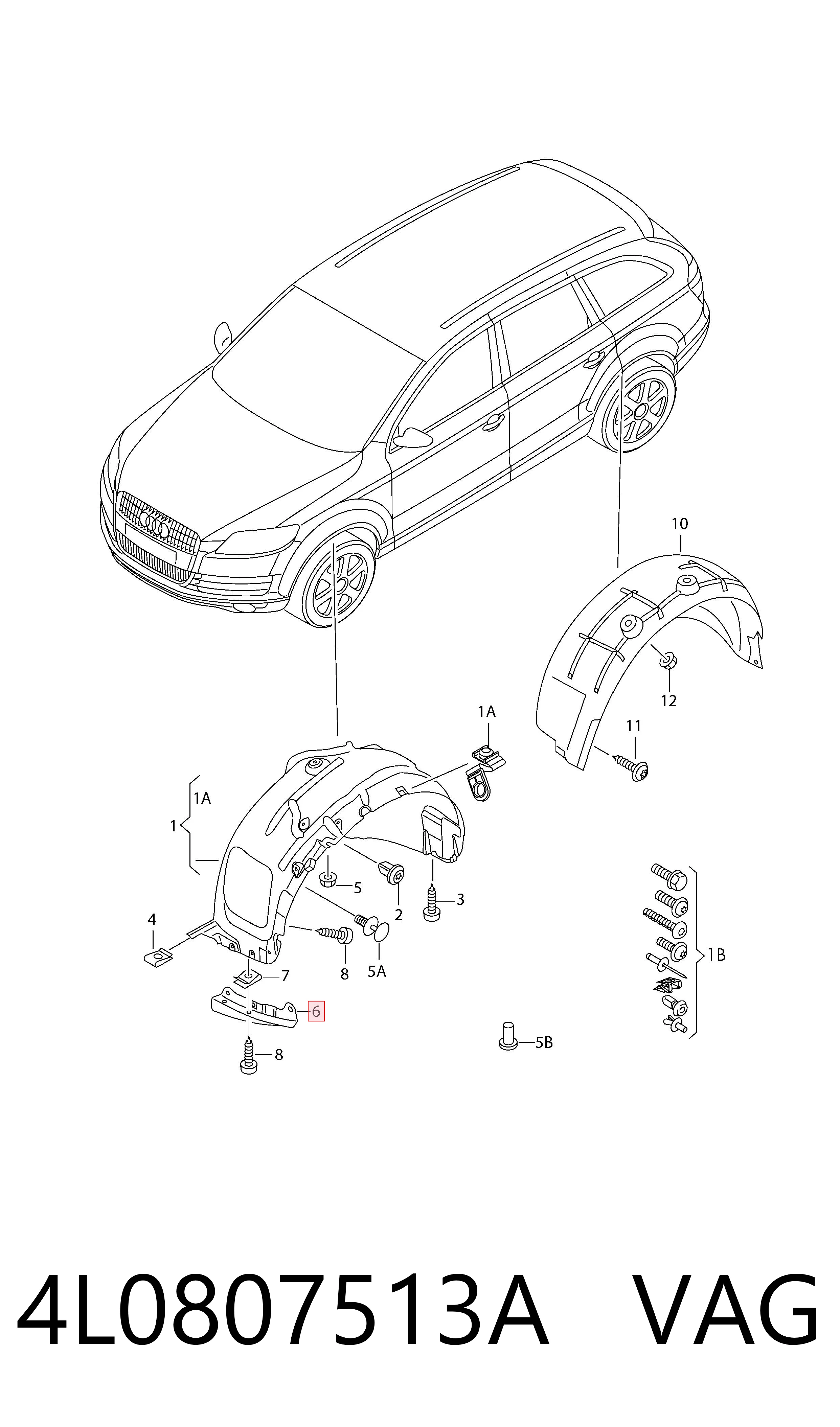 4L0807513A VAG Alerón delantero izquierdo del parachoques