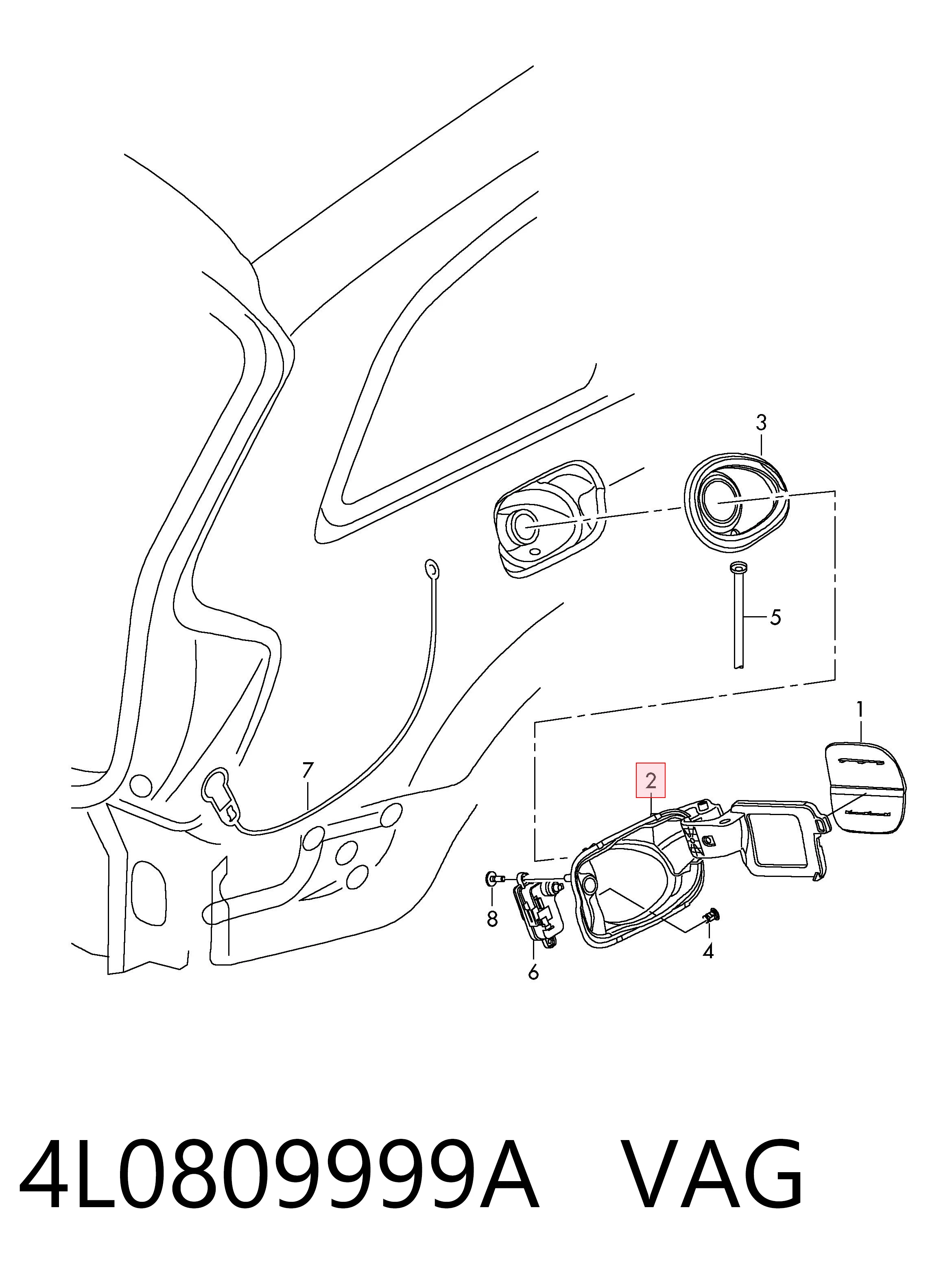 4L0809999A VAG Carcasa del tubo de llenado del tanque de combustible
