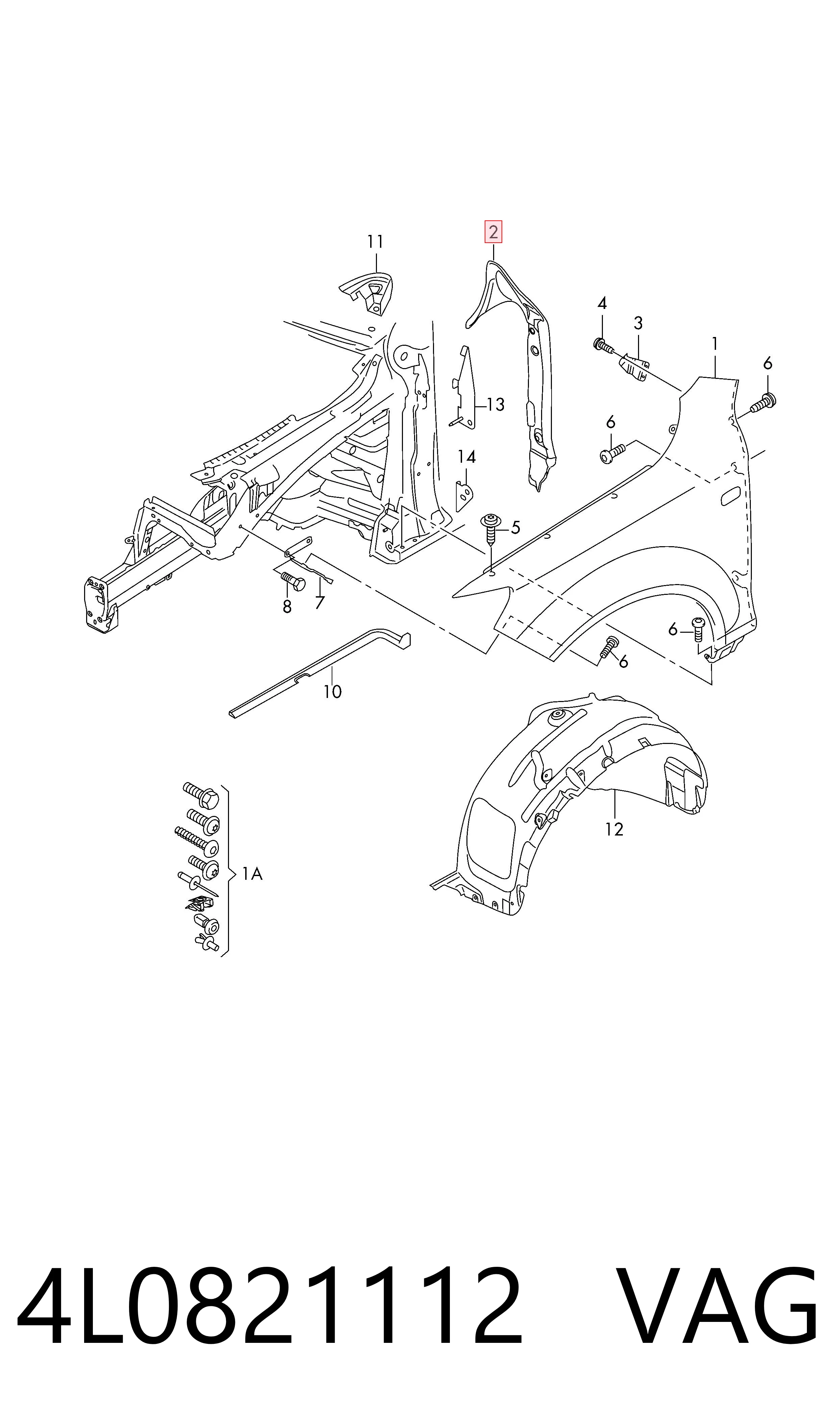 4L0821112 VAG Sellado de guardabarros