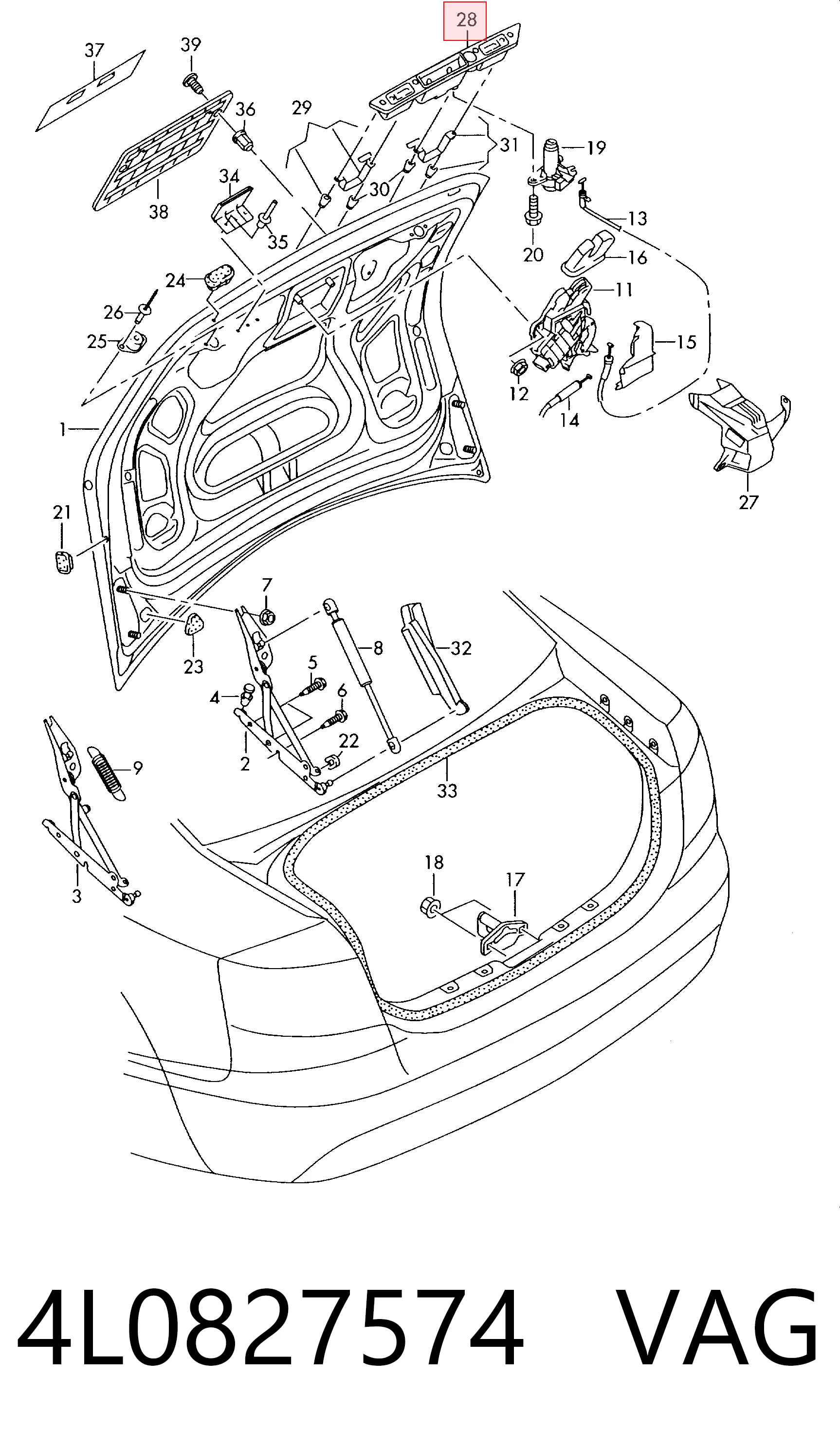 4L0827574 VAG Manilla de puerta de maletero exterior
