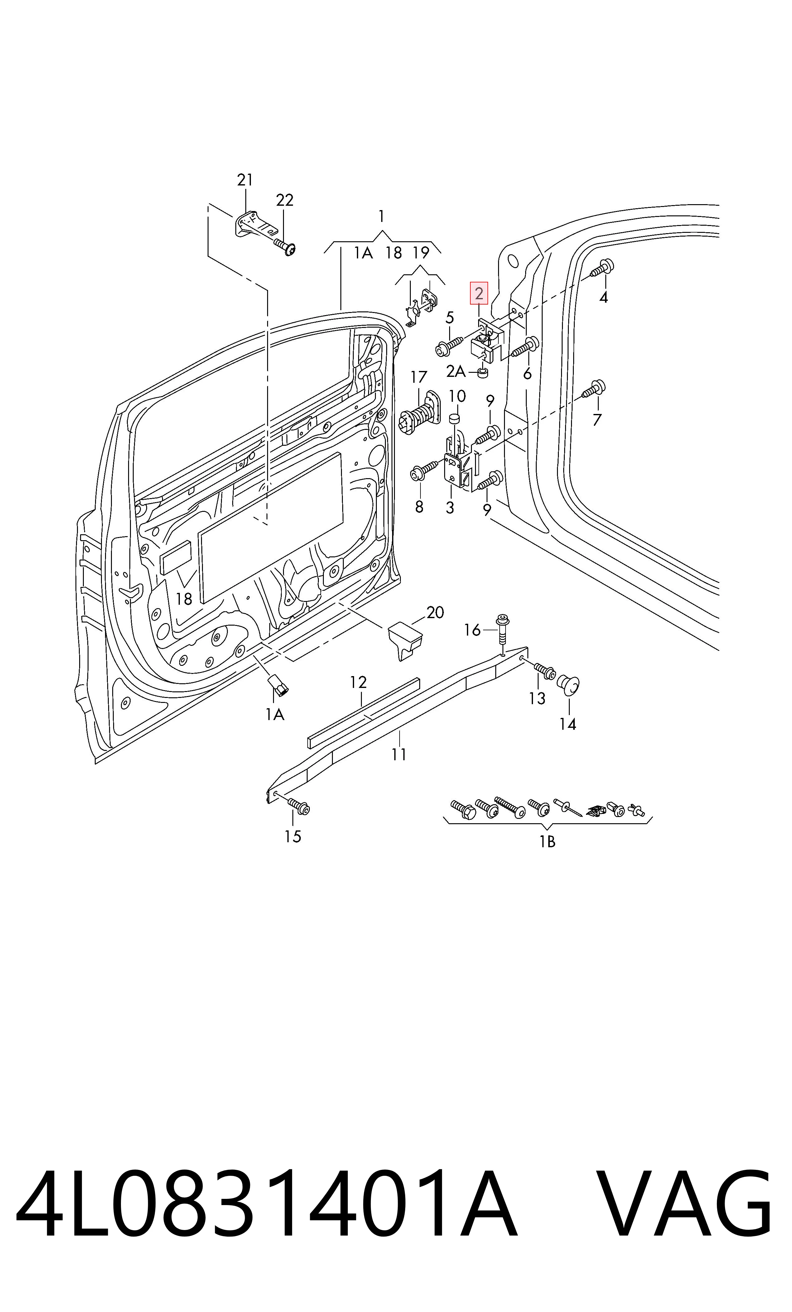 4L0831401A VAG Bisagra de puerta delantera izquierda