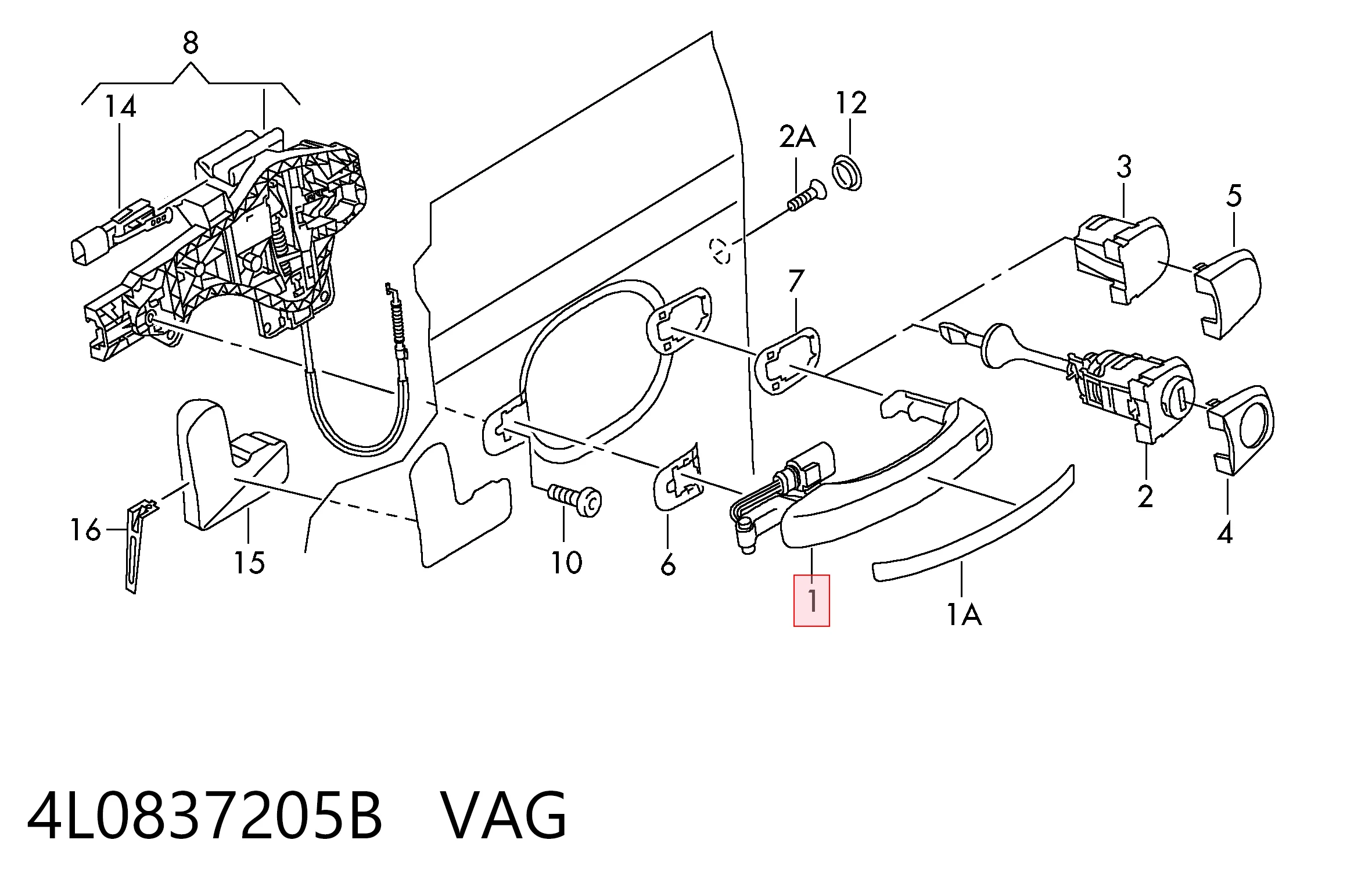 4L0837205B VAG Manija exterior de puerta trasera