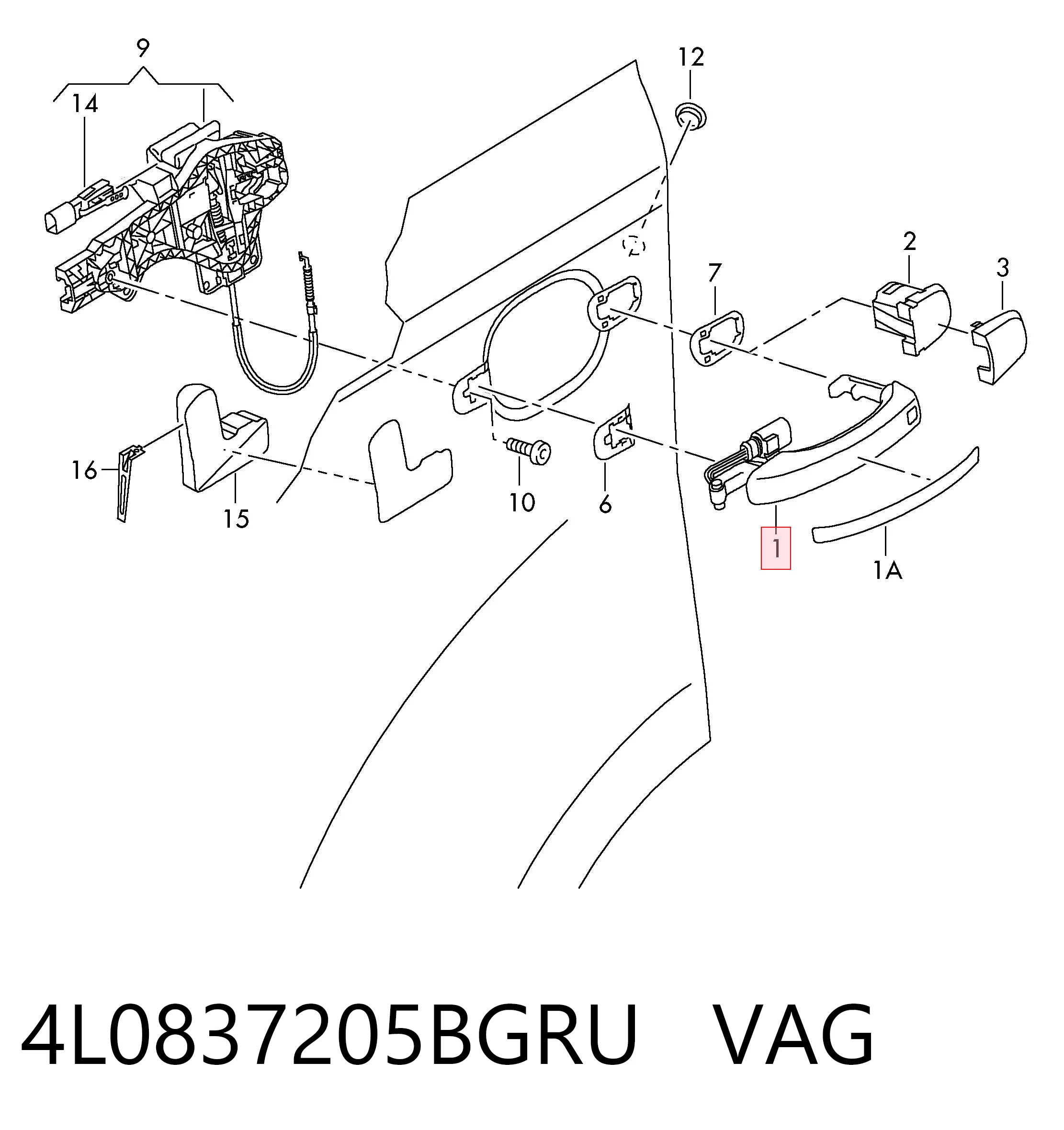 Manija exterior de puerta trasera VAG 4L0837205BGRU precio, desde 101,62 EUR