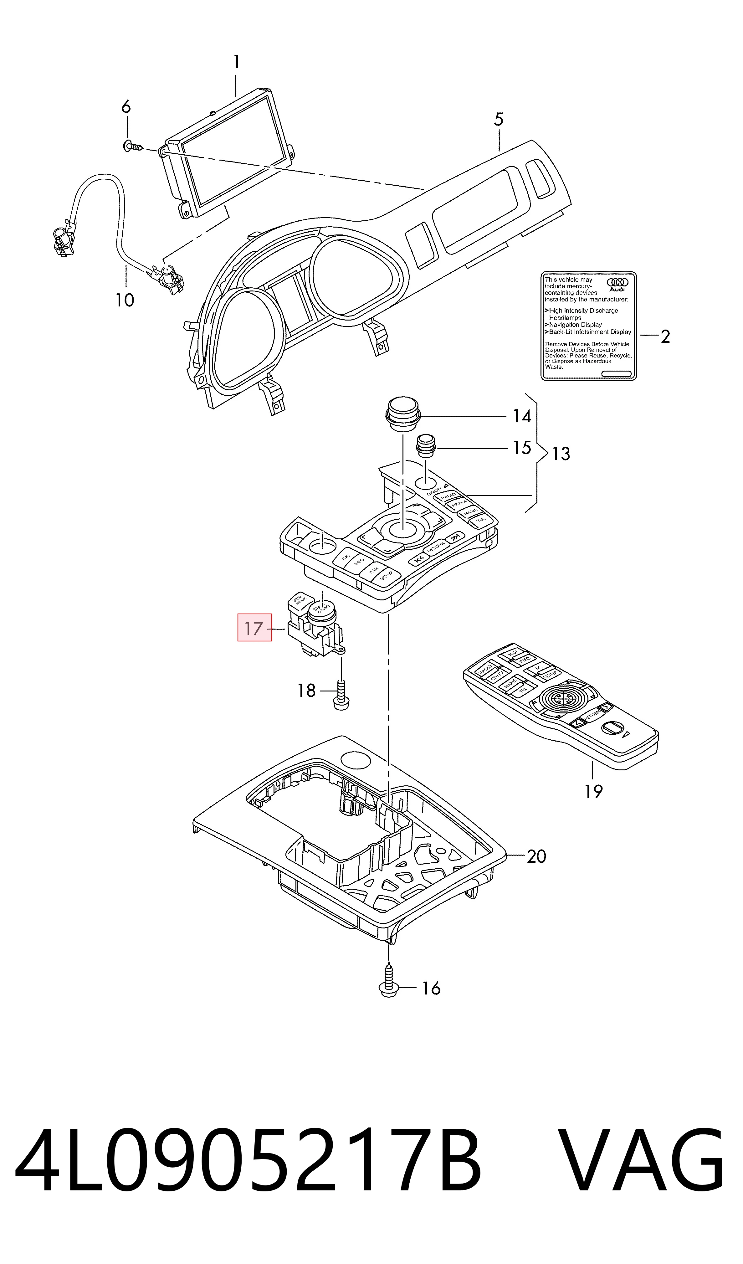 4L0905217B VAG Botón de arranque del motor