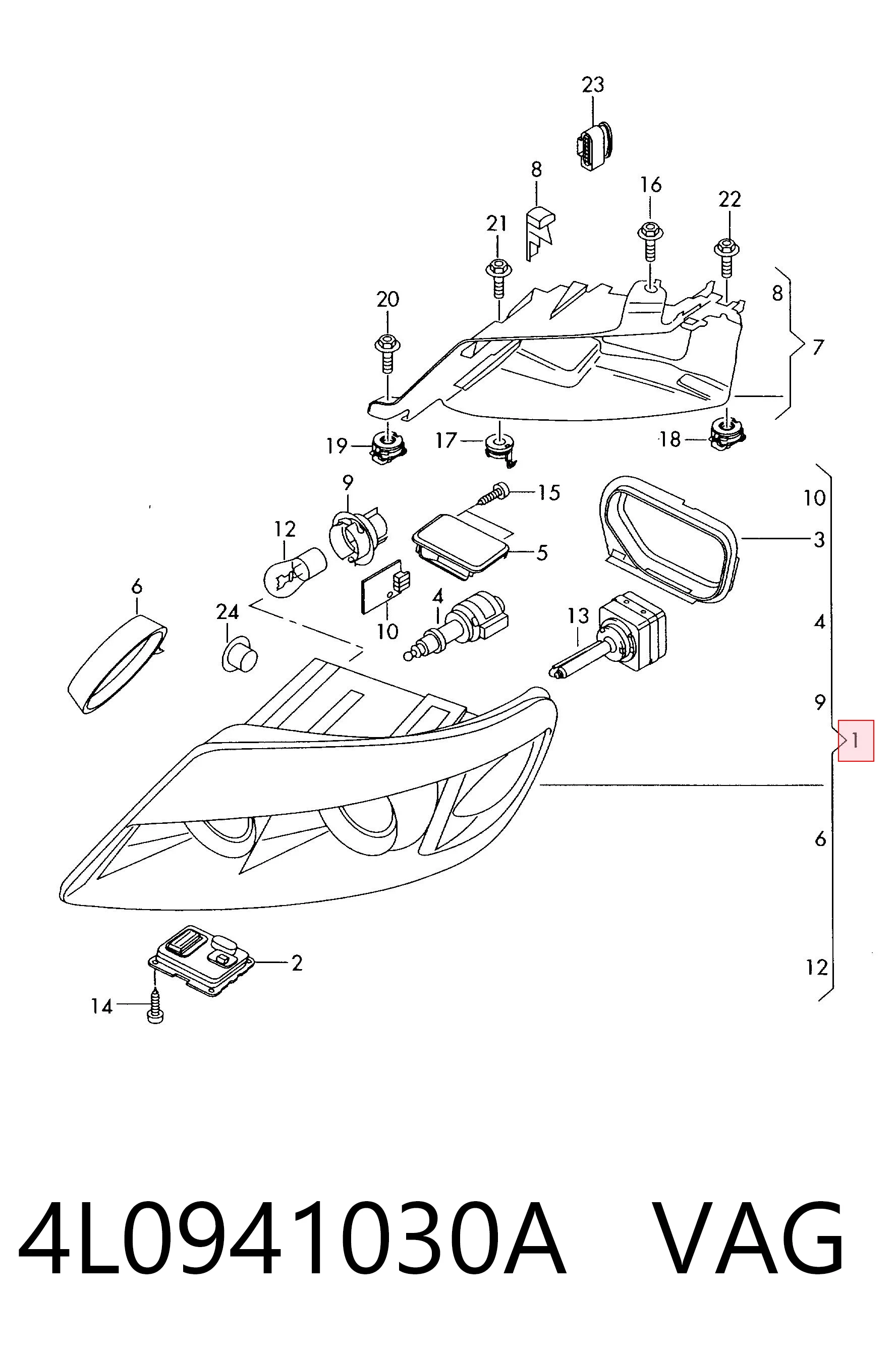 4L0941030A VAG Luz derecha