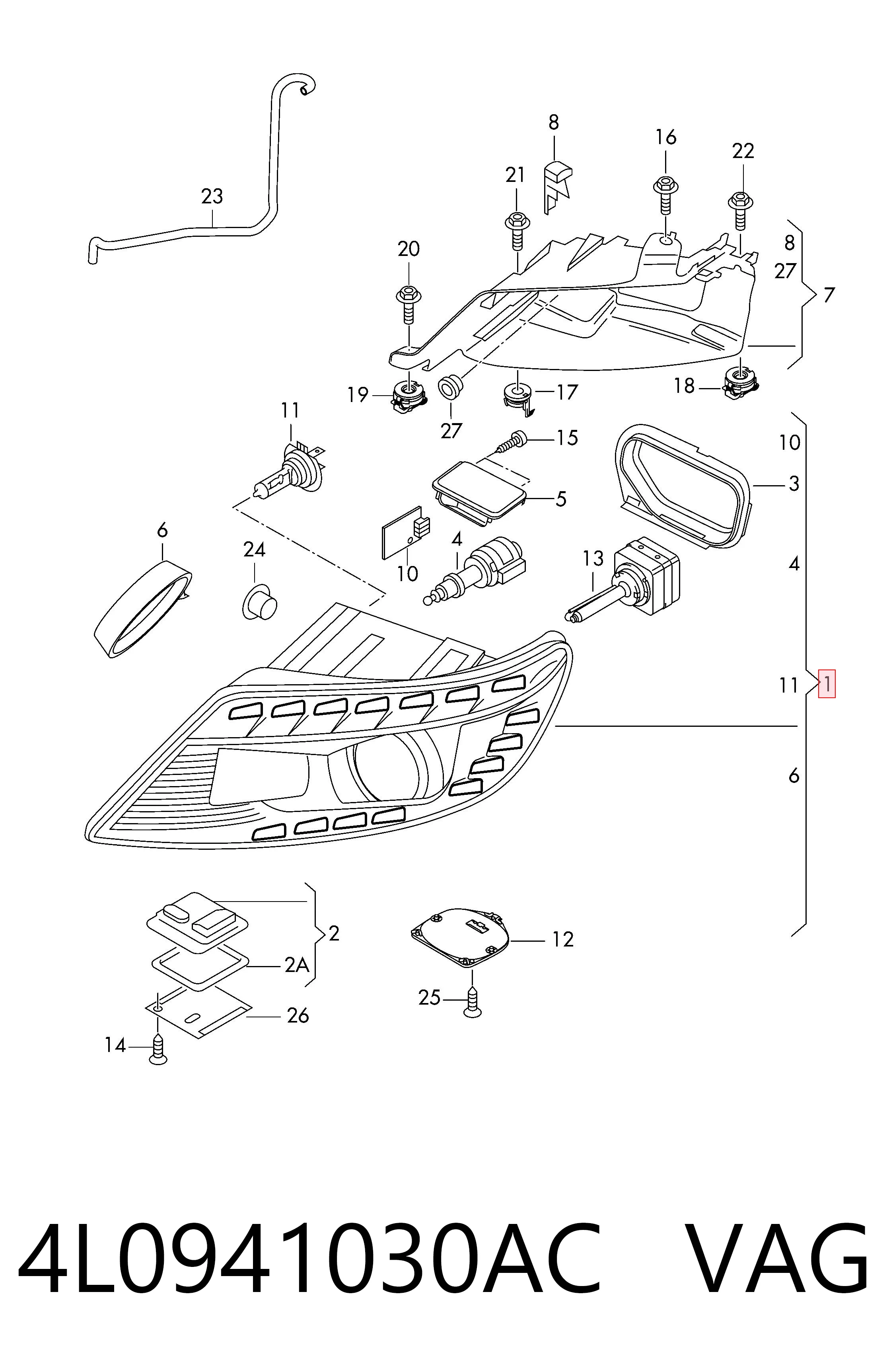 4L0941030AC VAG Luz derecha