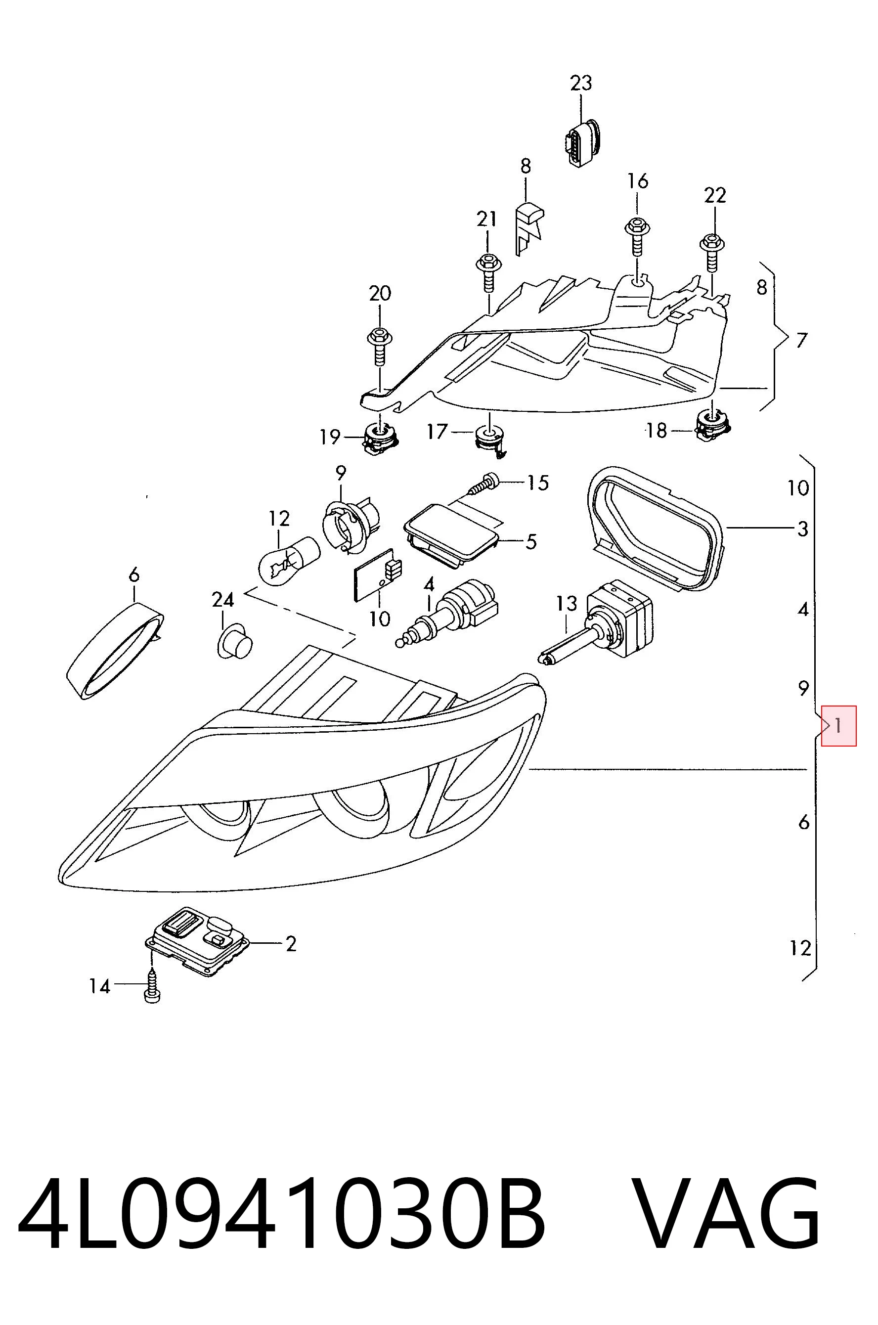 4L0941030B VAG Luz derecha