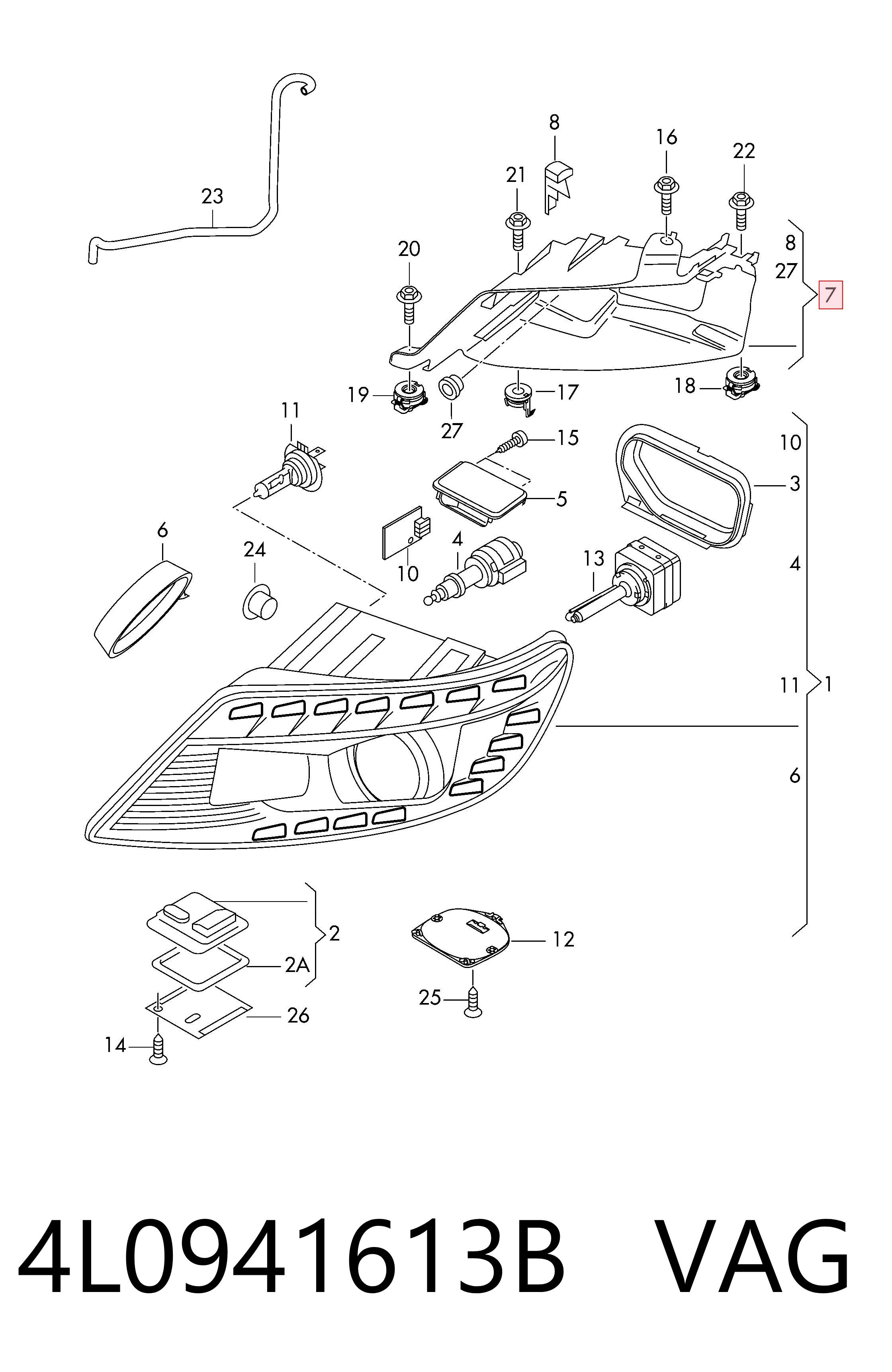 Soporte de fijación del faro delantero izquierdo VAG 4L0941613B precio, desde 41,50 EUR