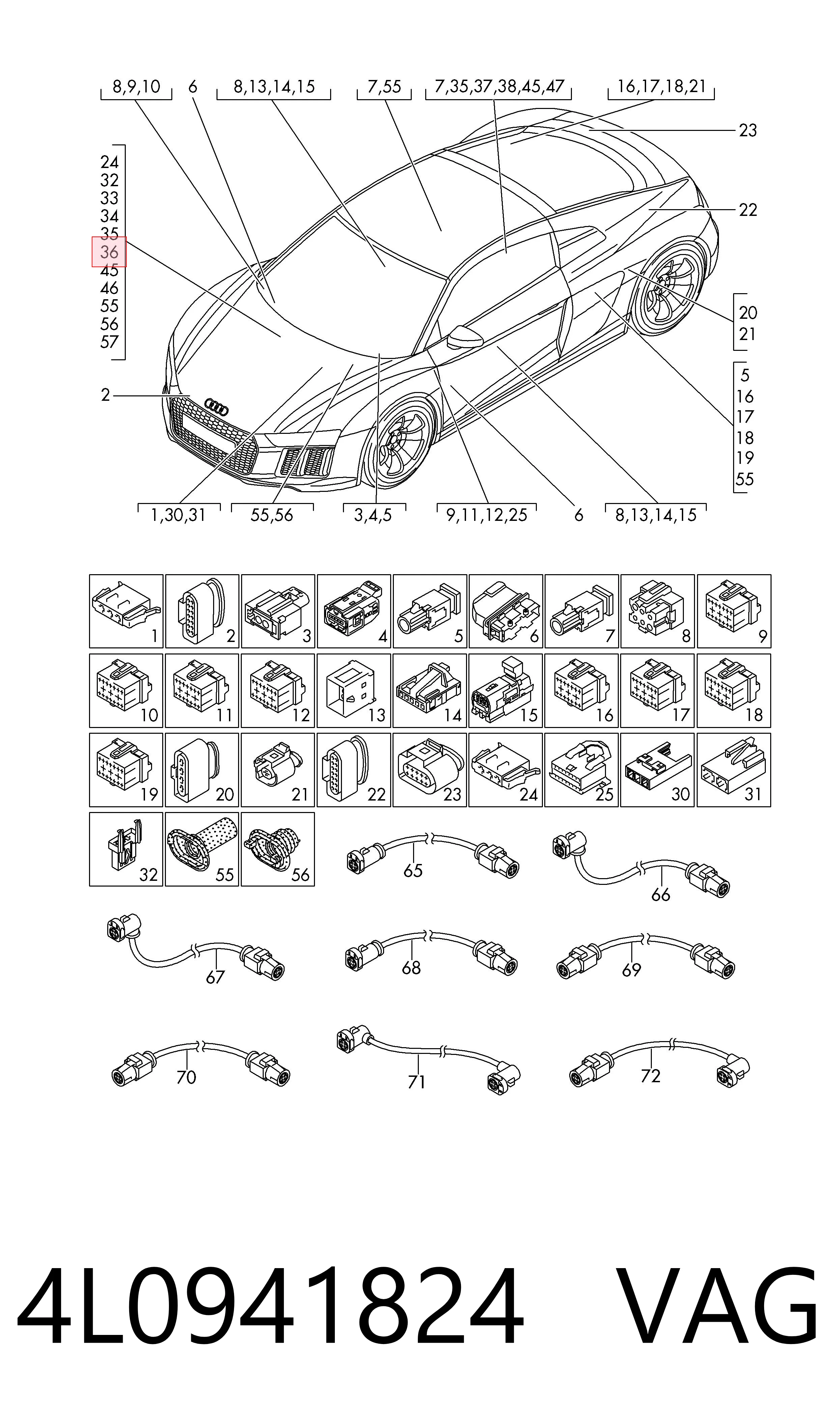 4L0941824 VAG Caja de fusibles trasera interior