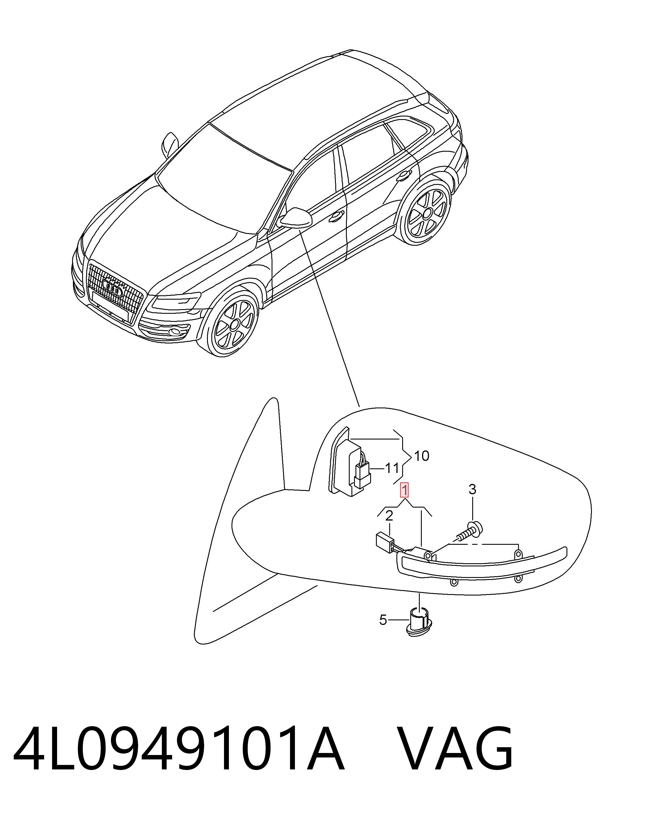 4L0949101A VAG Luz intermitente de espejo retrovisor izquierdo