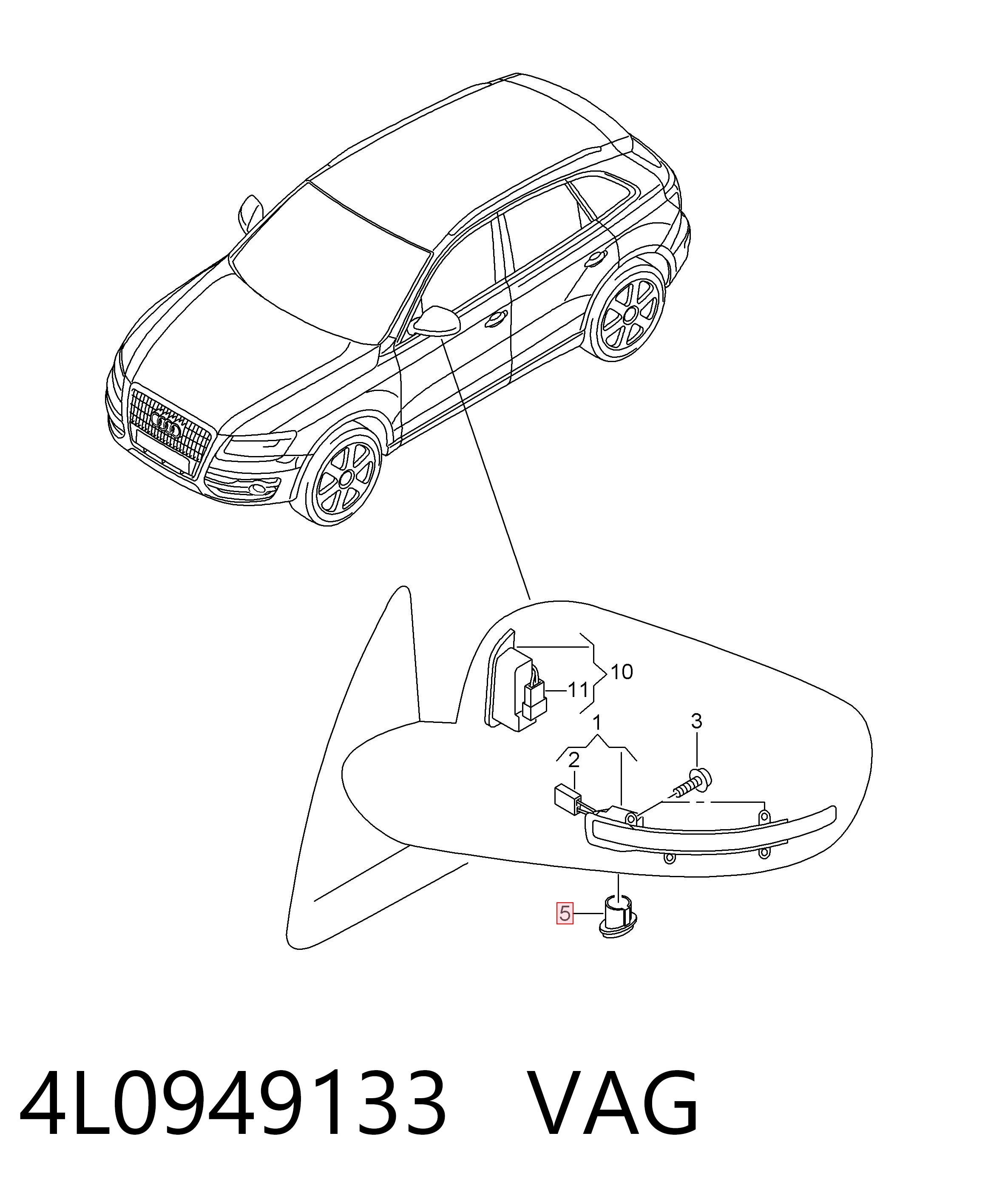 4L0949133 VAG Intermitente izquierdo