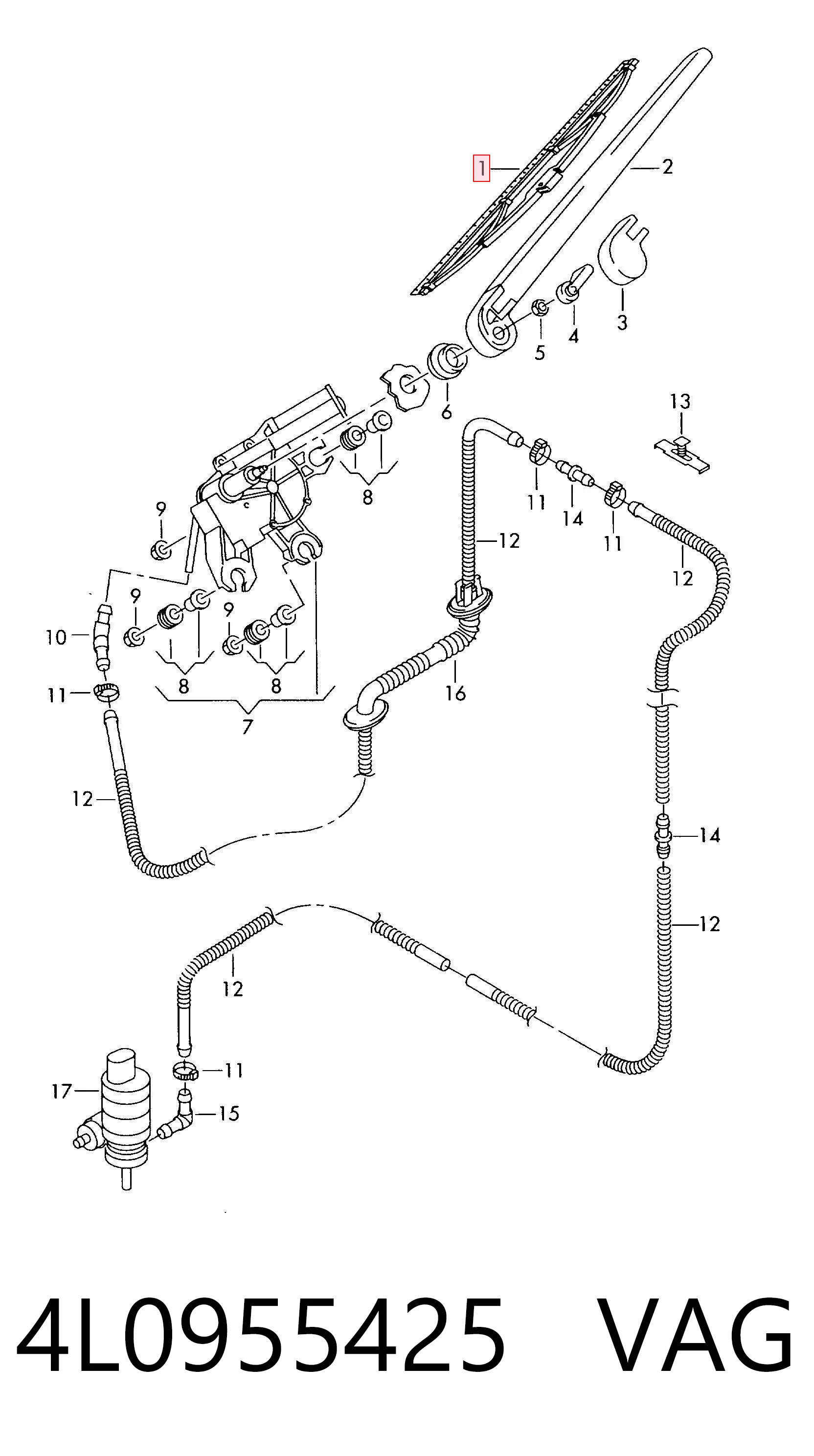 4L0955425 VAG Limpiaparabrisas trasero