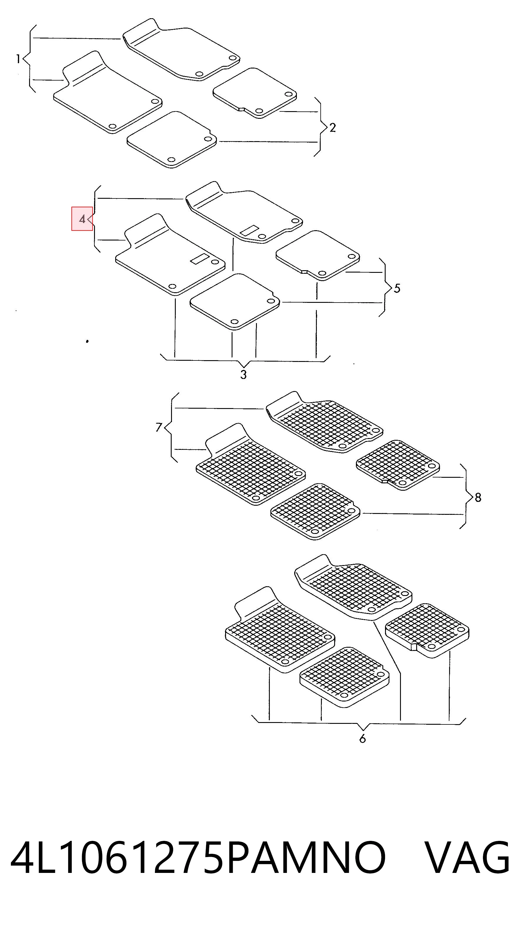 4L1061275PAMNO VAG Alfombrillas para coche