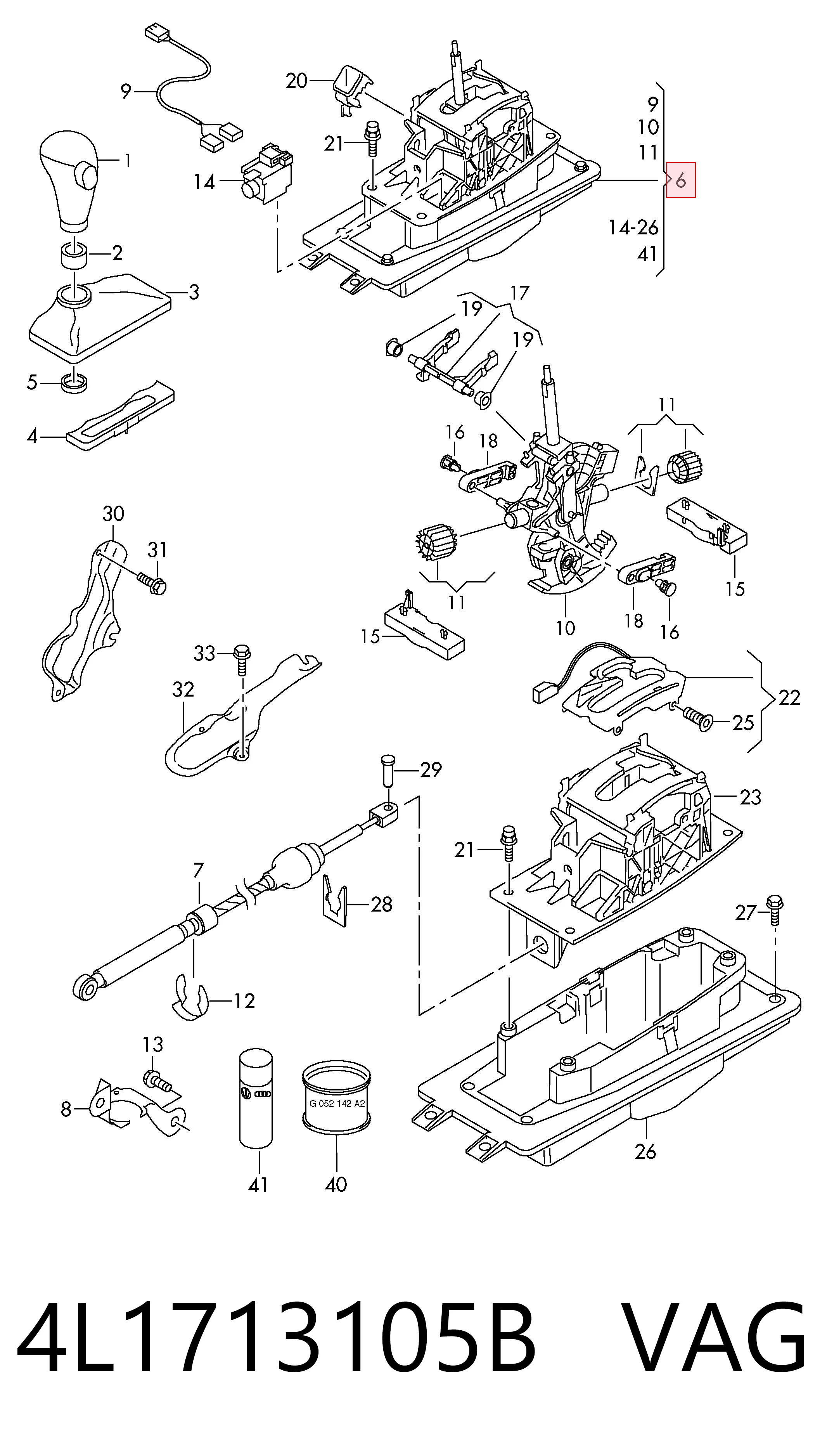 Mecanismo selector de marchas Audi Q7 SUV (4LB) (2006 - 2016) precio, desde 514,13 EUR