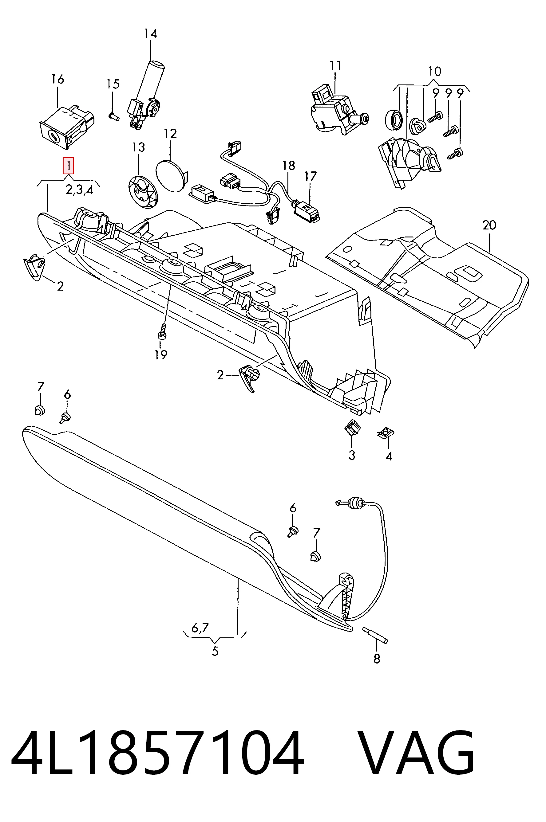 Guantera para Audi Q7  4LB