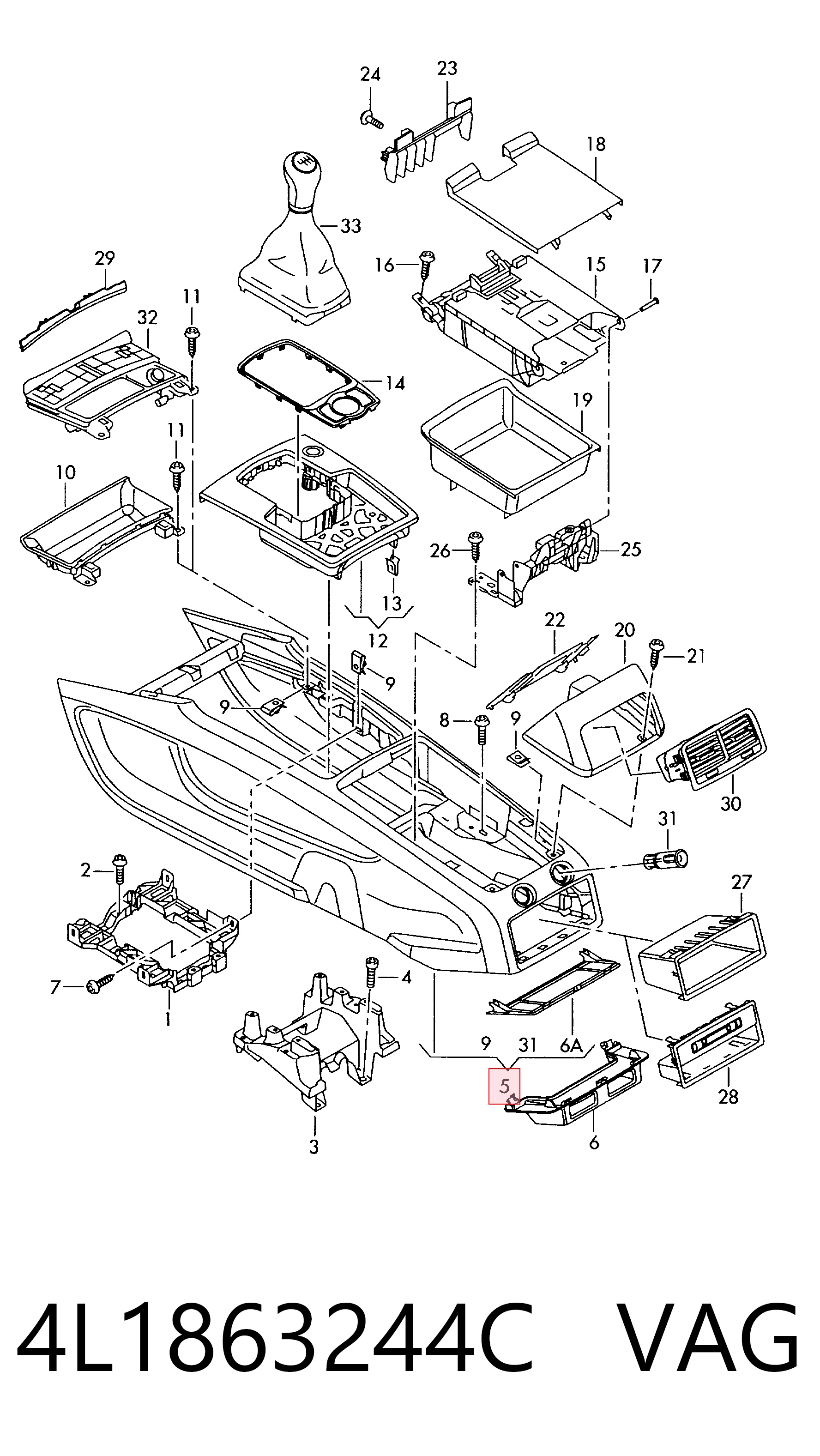 4L1863244C VAG Consola central del panel de control