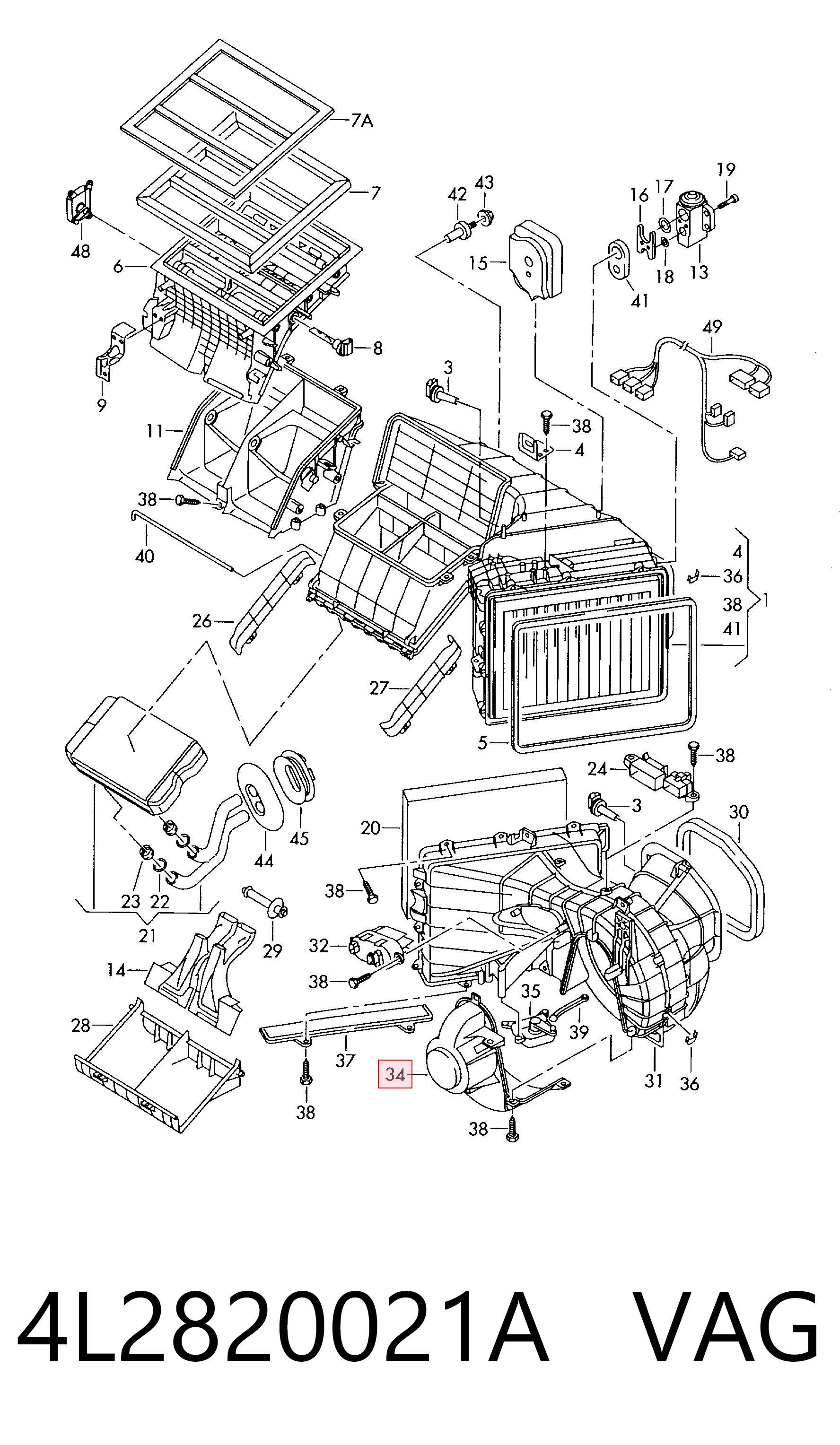 Motor del ventilador del calefactor 4L2820021A VAG