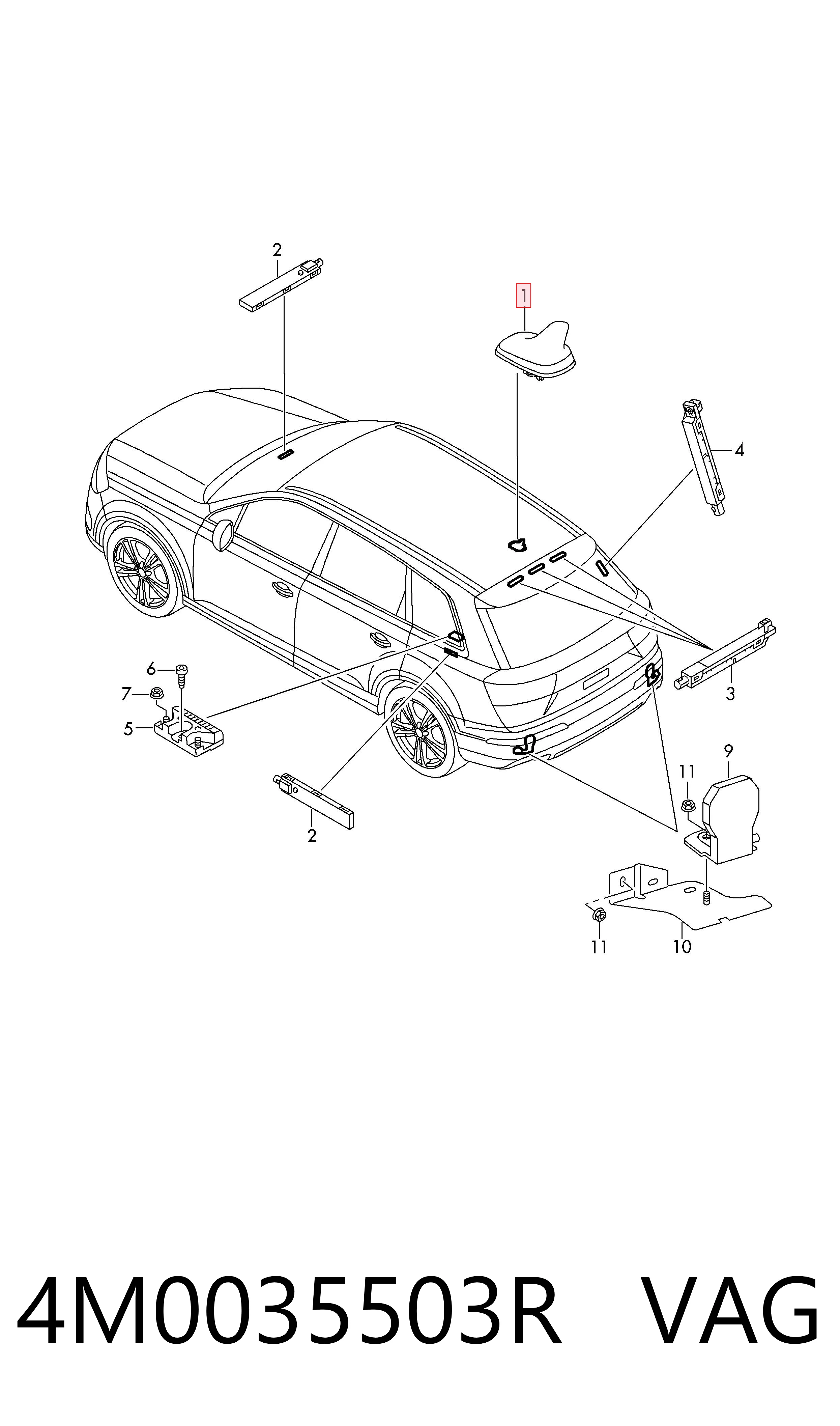 Antena Audi Q3 SUV (F3B) (2018 - 2026) precio, desde 103,09 EUR