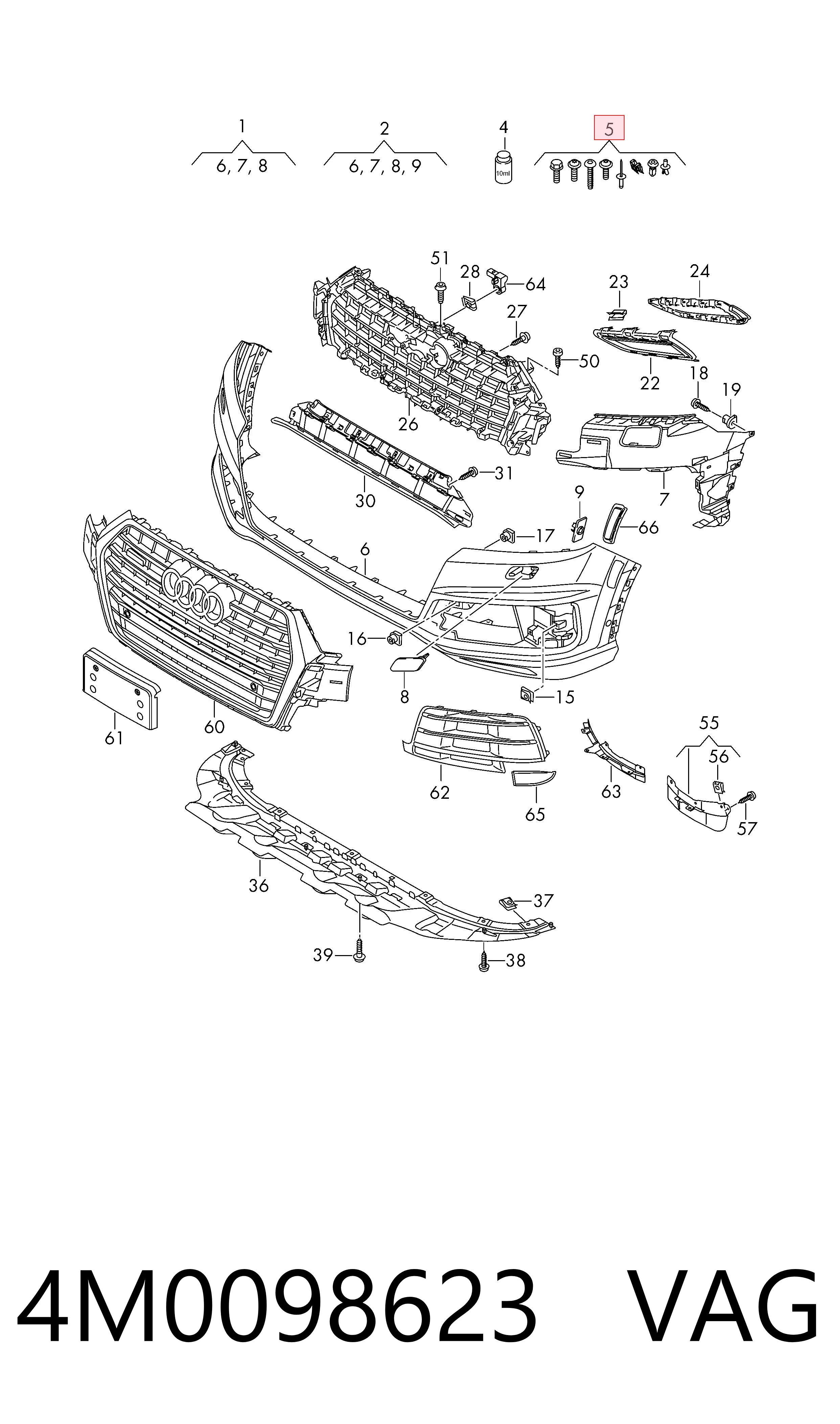 Soporte de parachoques delantero para Audi Q7  4MB, 4MG, 4MQ