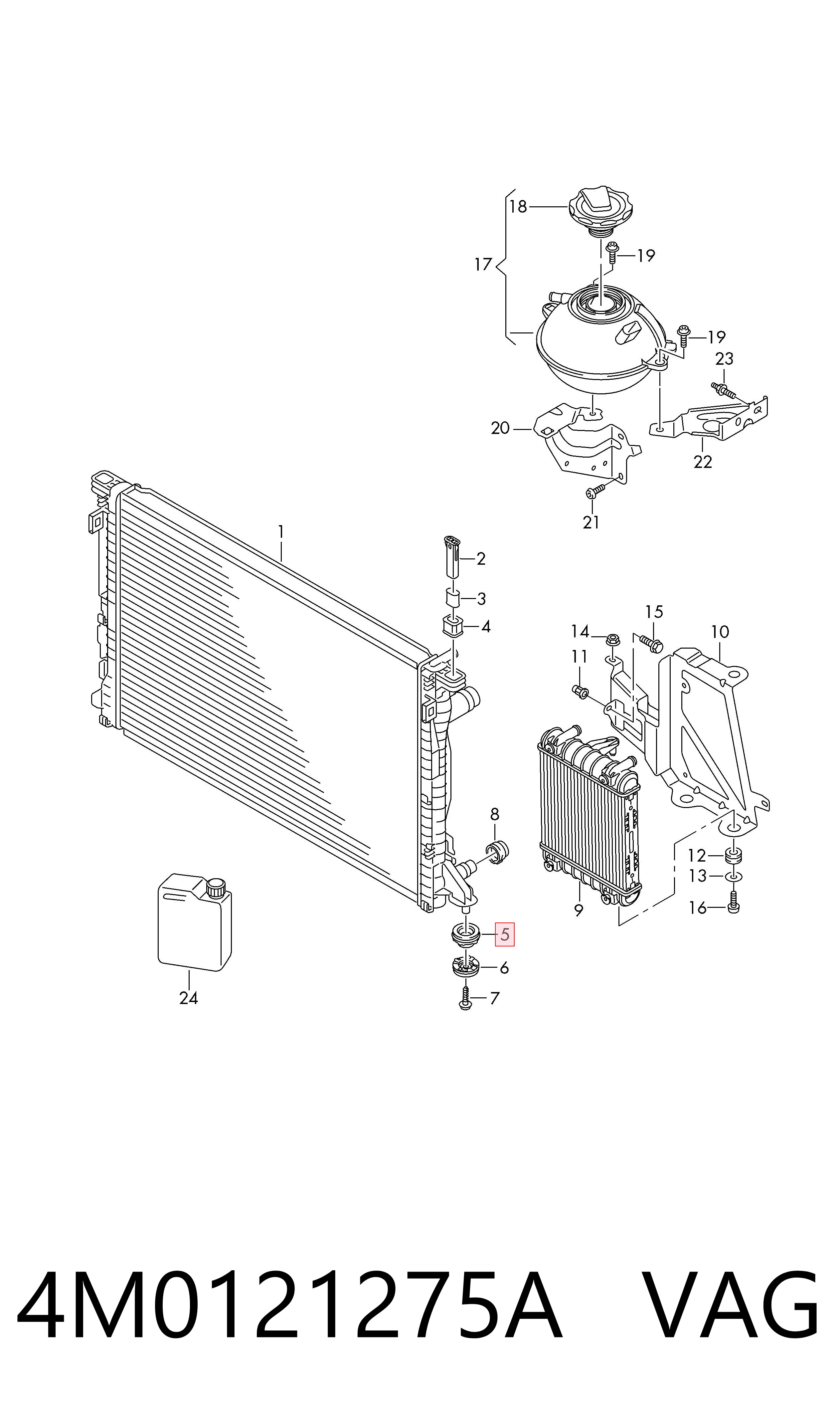 4M0121275A VAG Almohadilla inferior del radiador