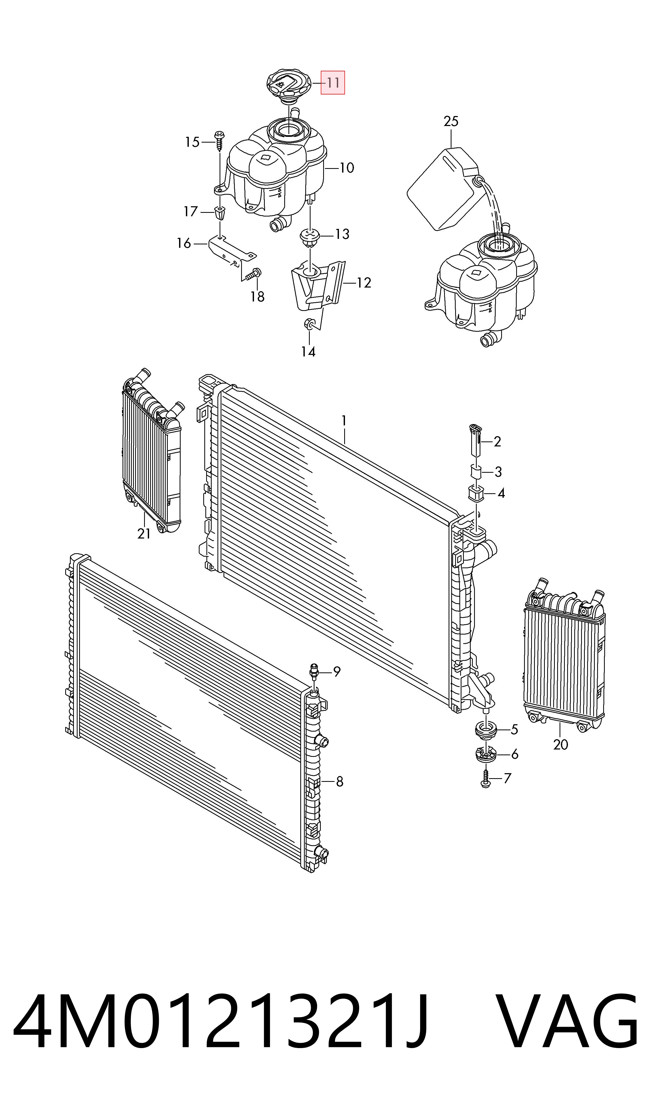 4M0121321J VAG Tapón del radiador de refrigerante