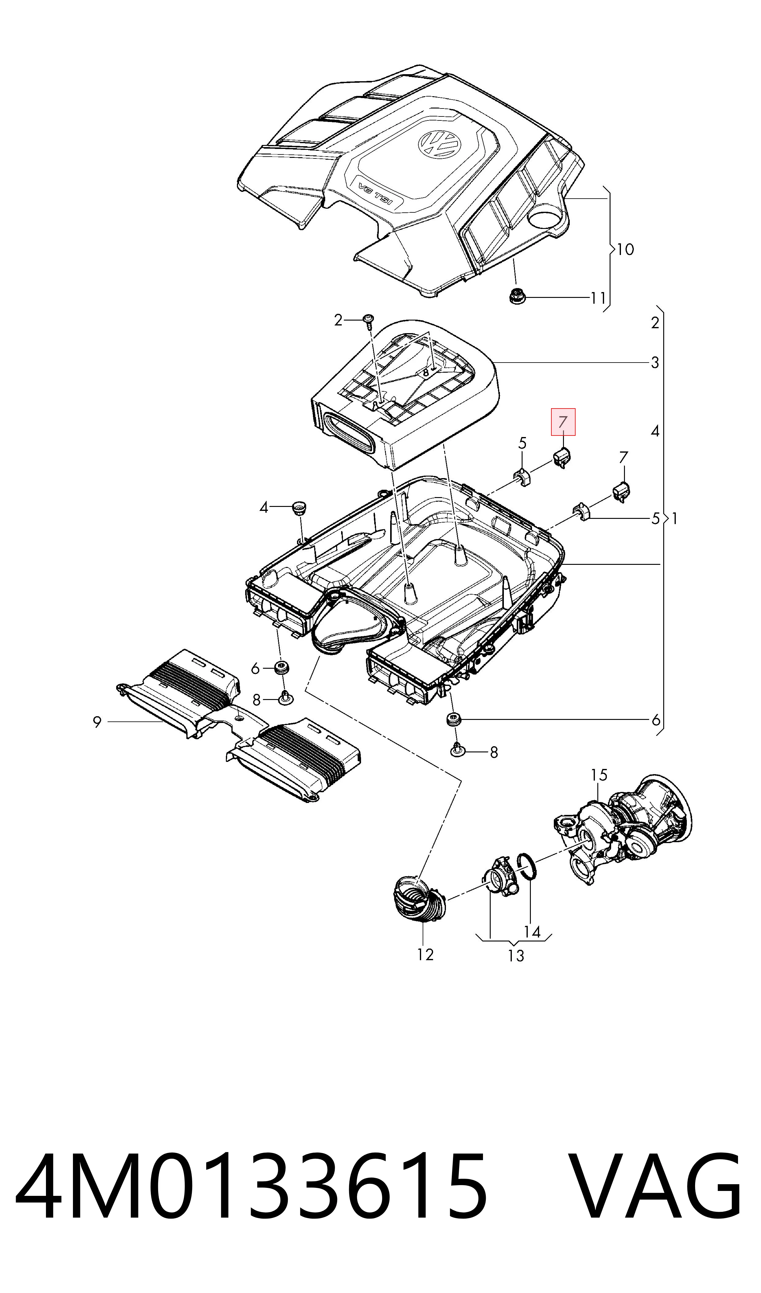 4M0133615 VAG Soporte del filtro de aire