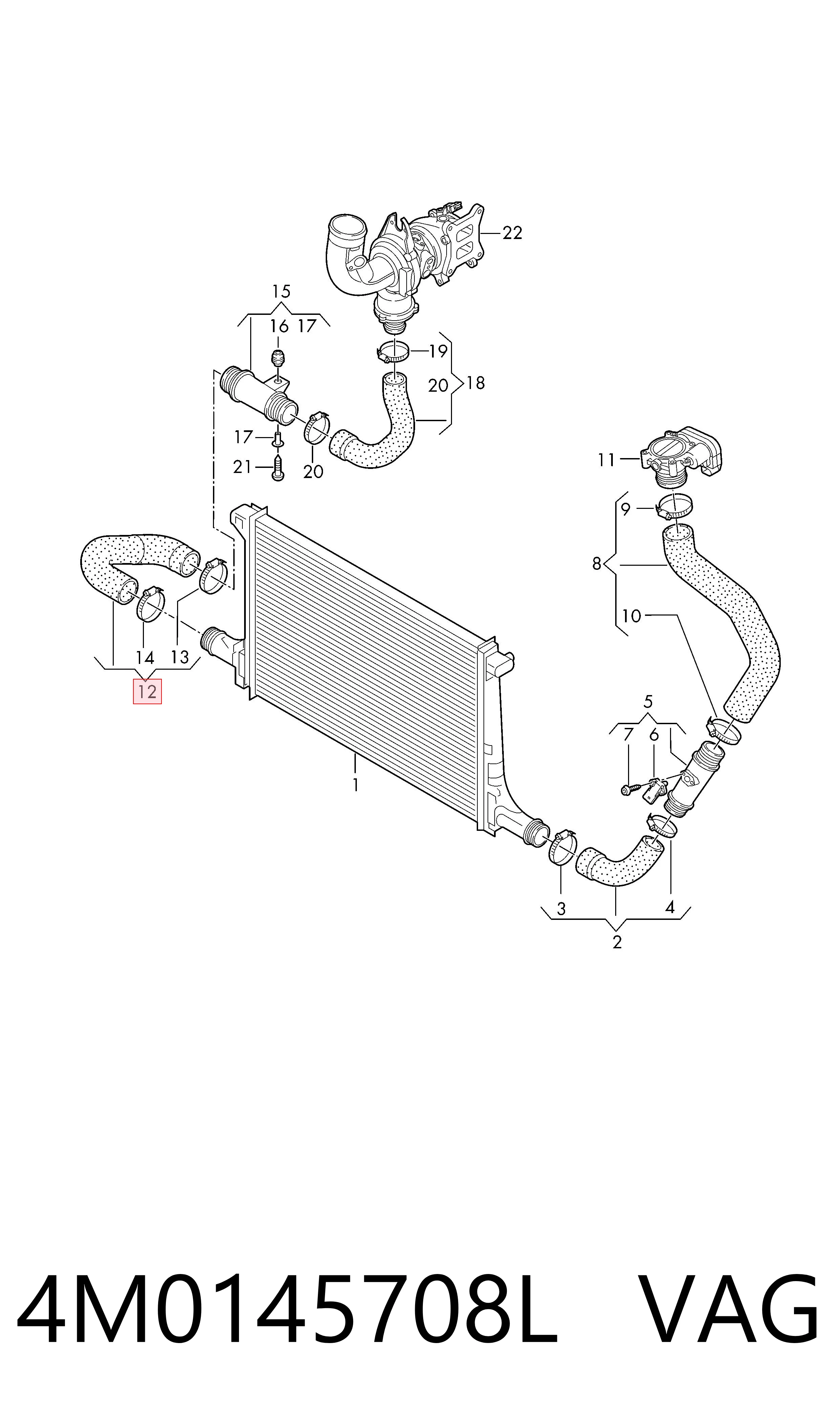 4M0145708L VAG Manguera del intercooler