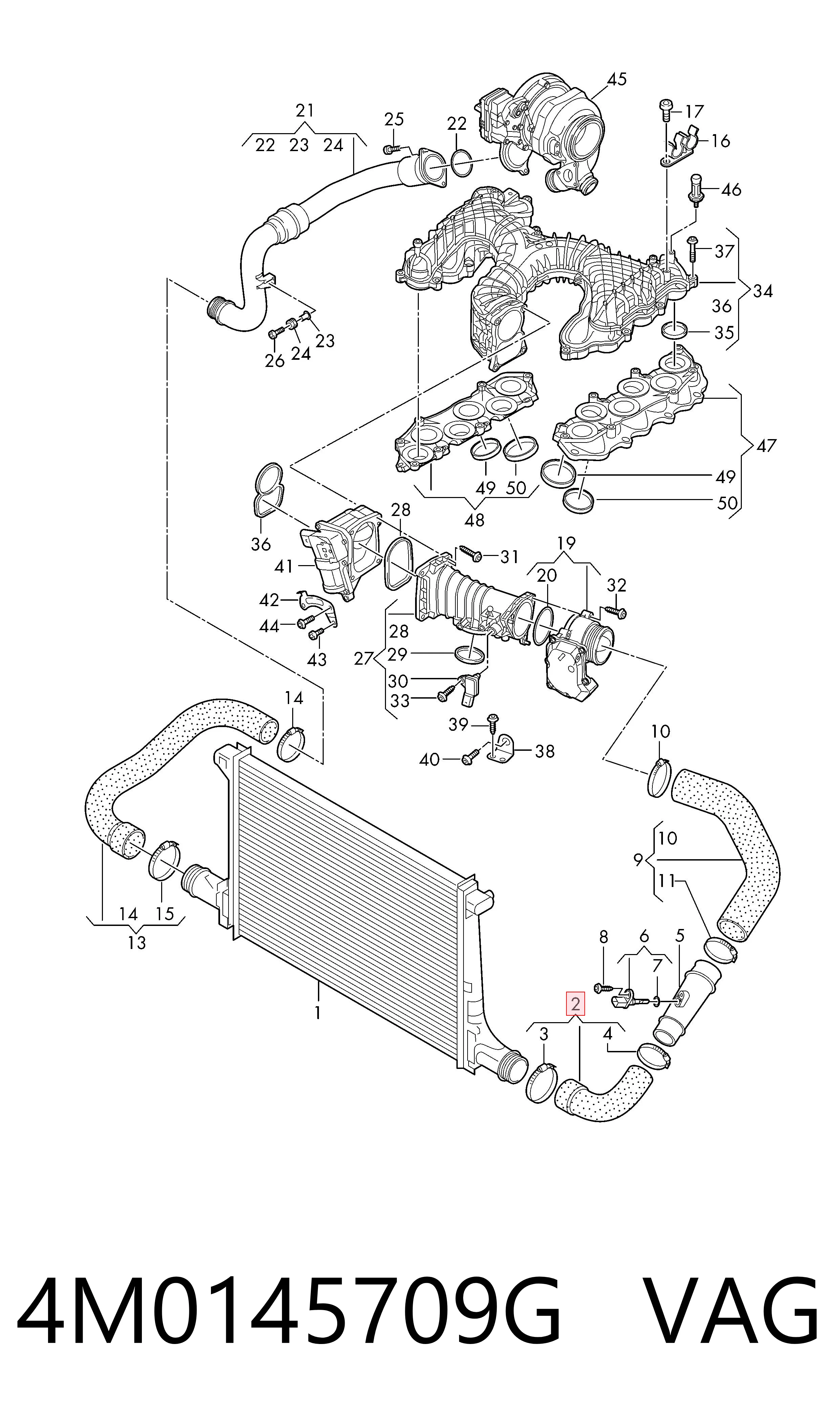4M0145709G VAG Manguera del intercooler