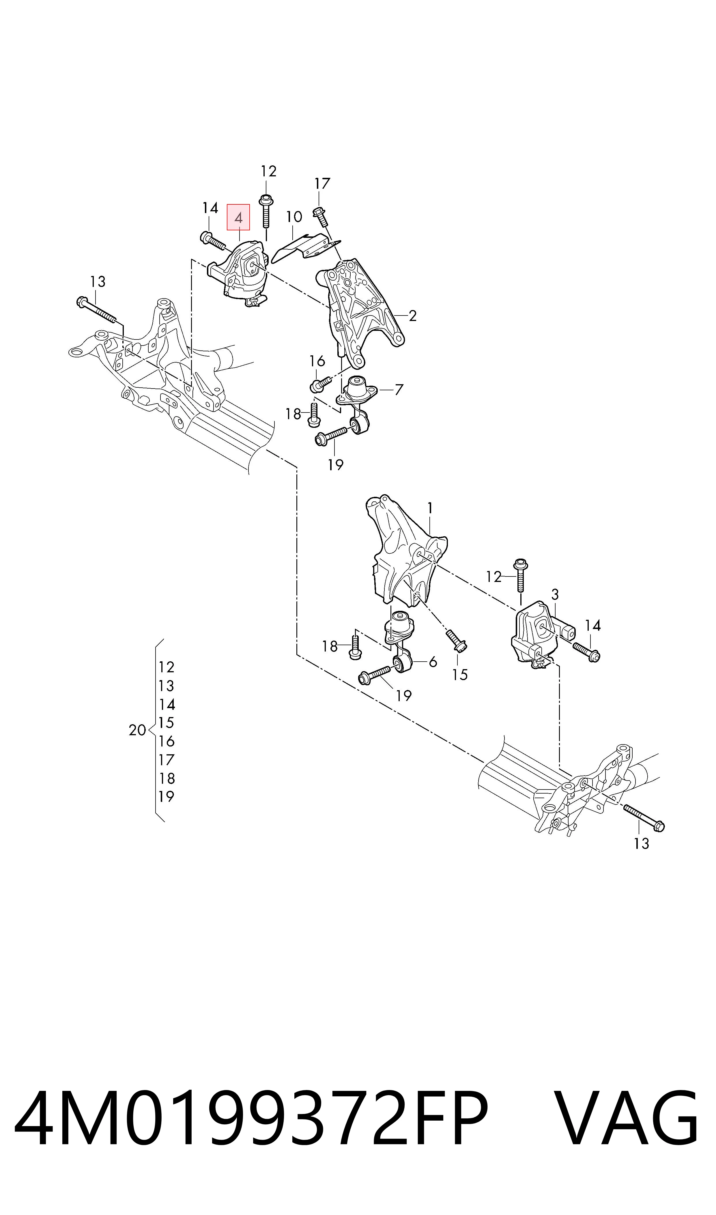 4M0199372FP VAG Soporte de motor derecho