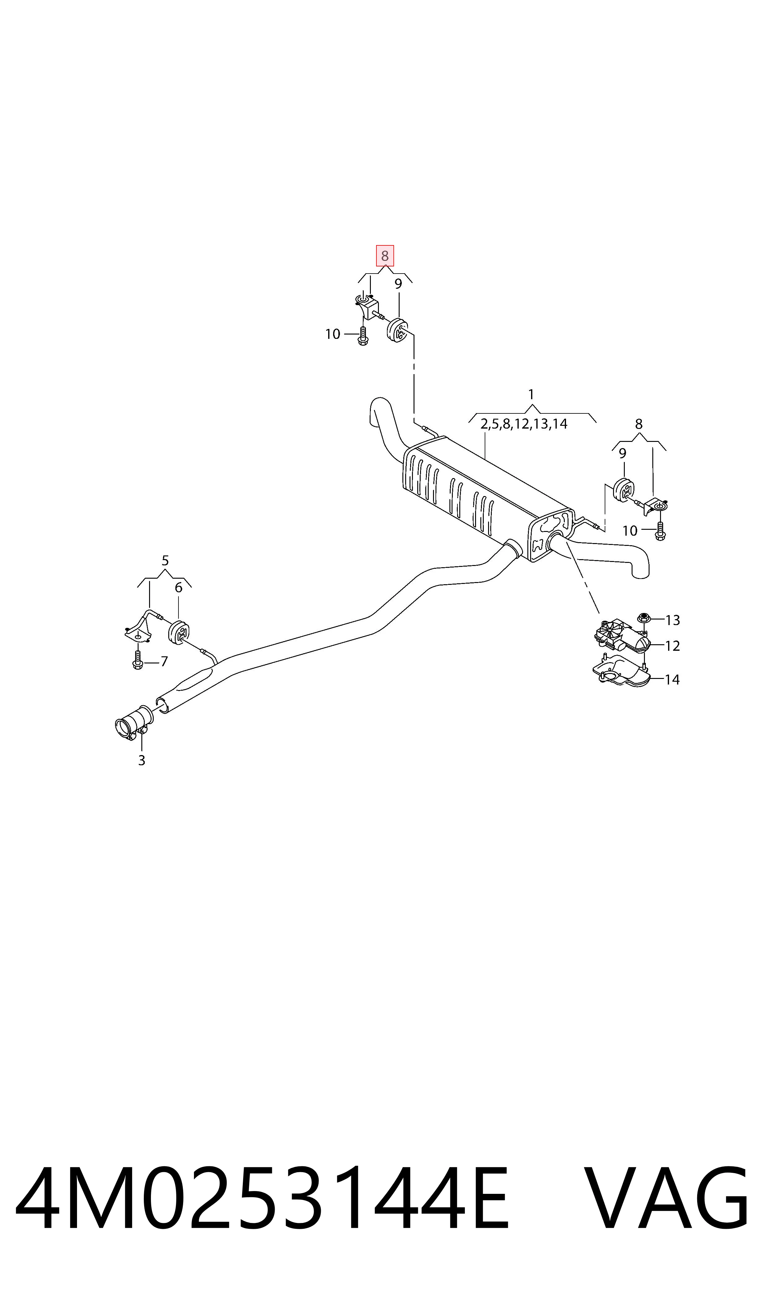 4M0253144E VAG Soporte trasero del silenciador