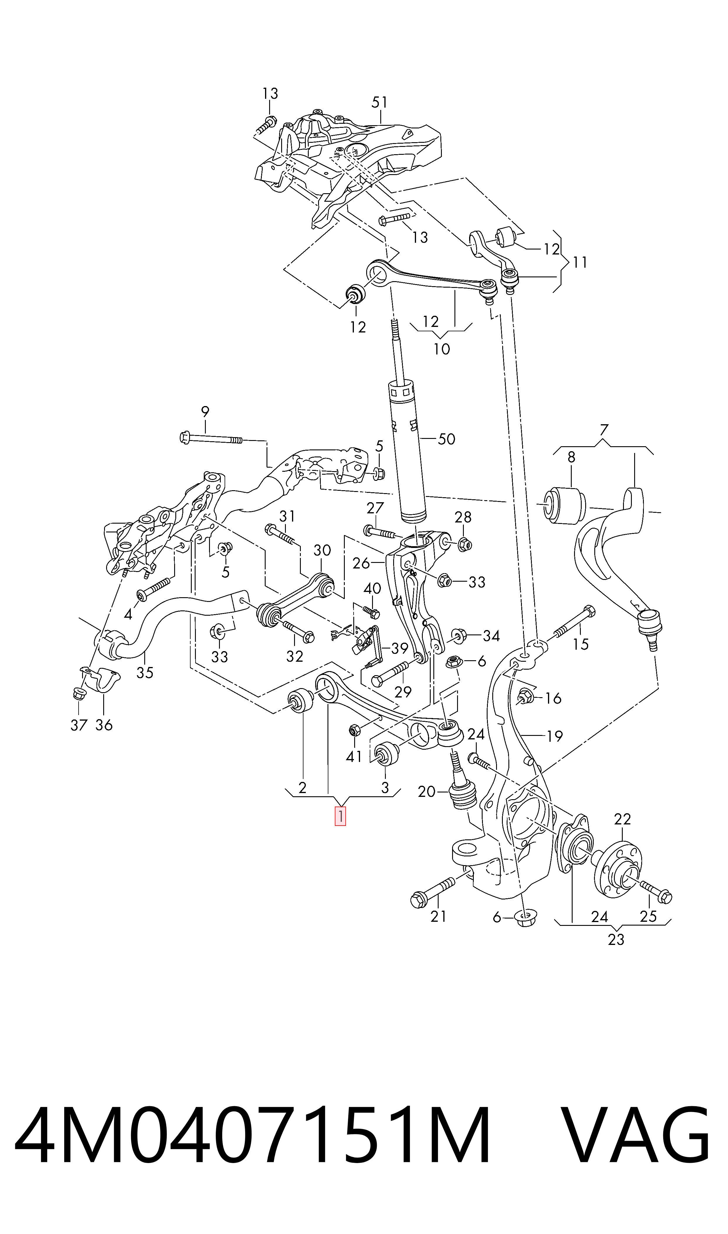Brazo inferior izquierdo de la suspensión delantera VAG 4M0407151M precio, desde 92,93 EUR