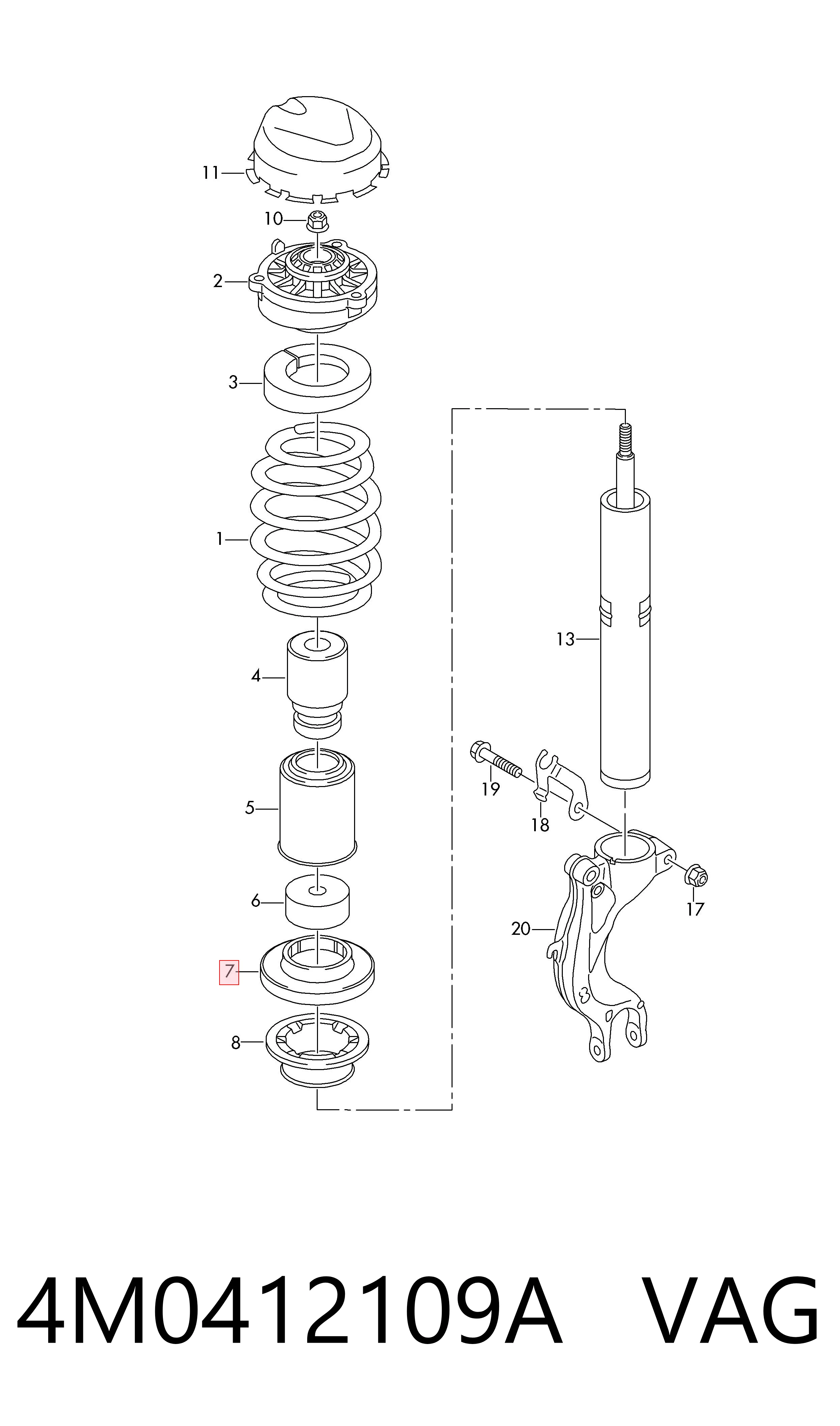 4M0412109A VAG Espaciador de goma inferior del resorte delantero