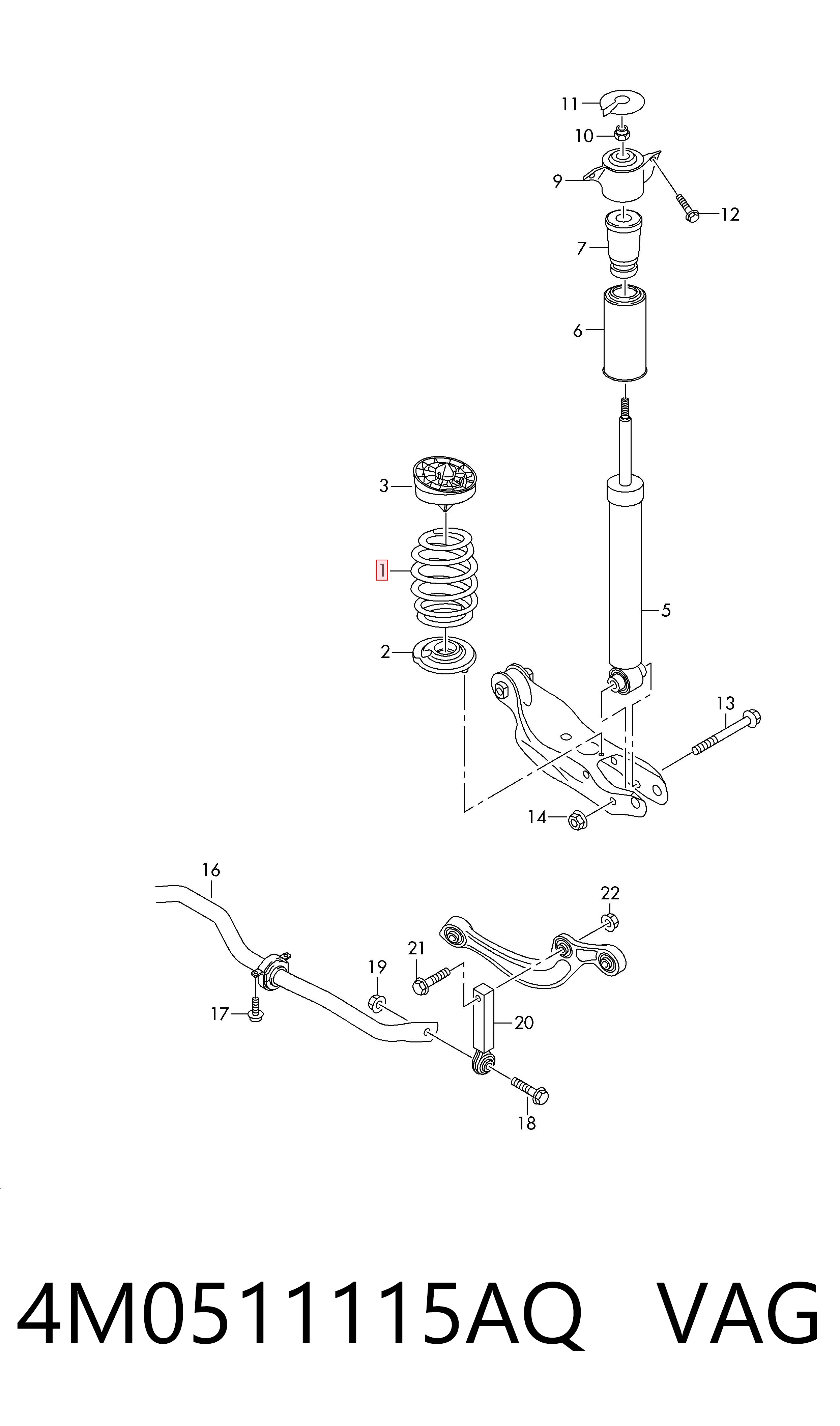 Muelle trasero 4M0511115AQ VAG