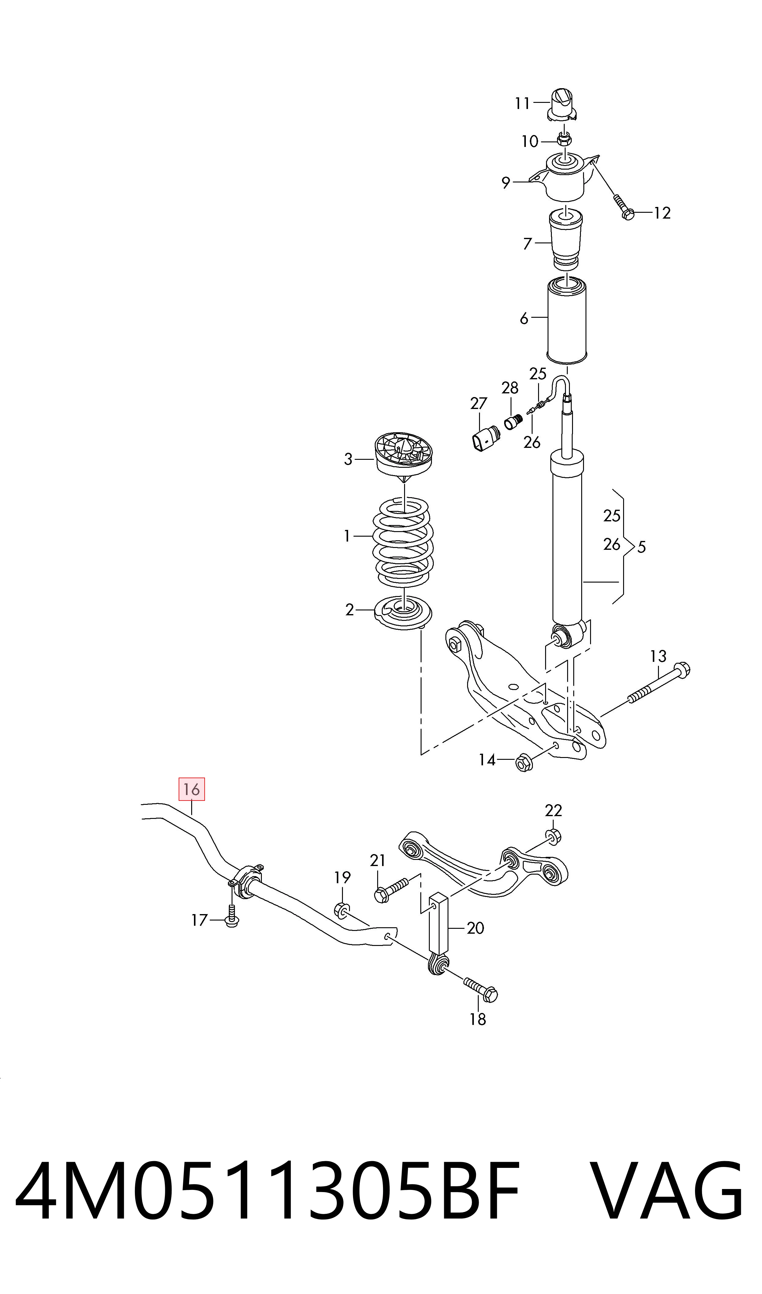 Estabilizador trasero para Audi Q7  4MB, 4MG, 4MQ