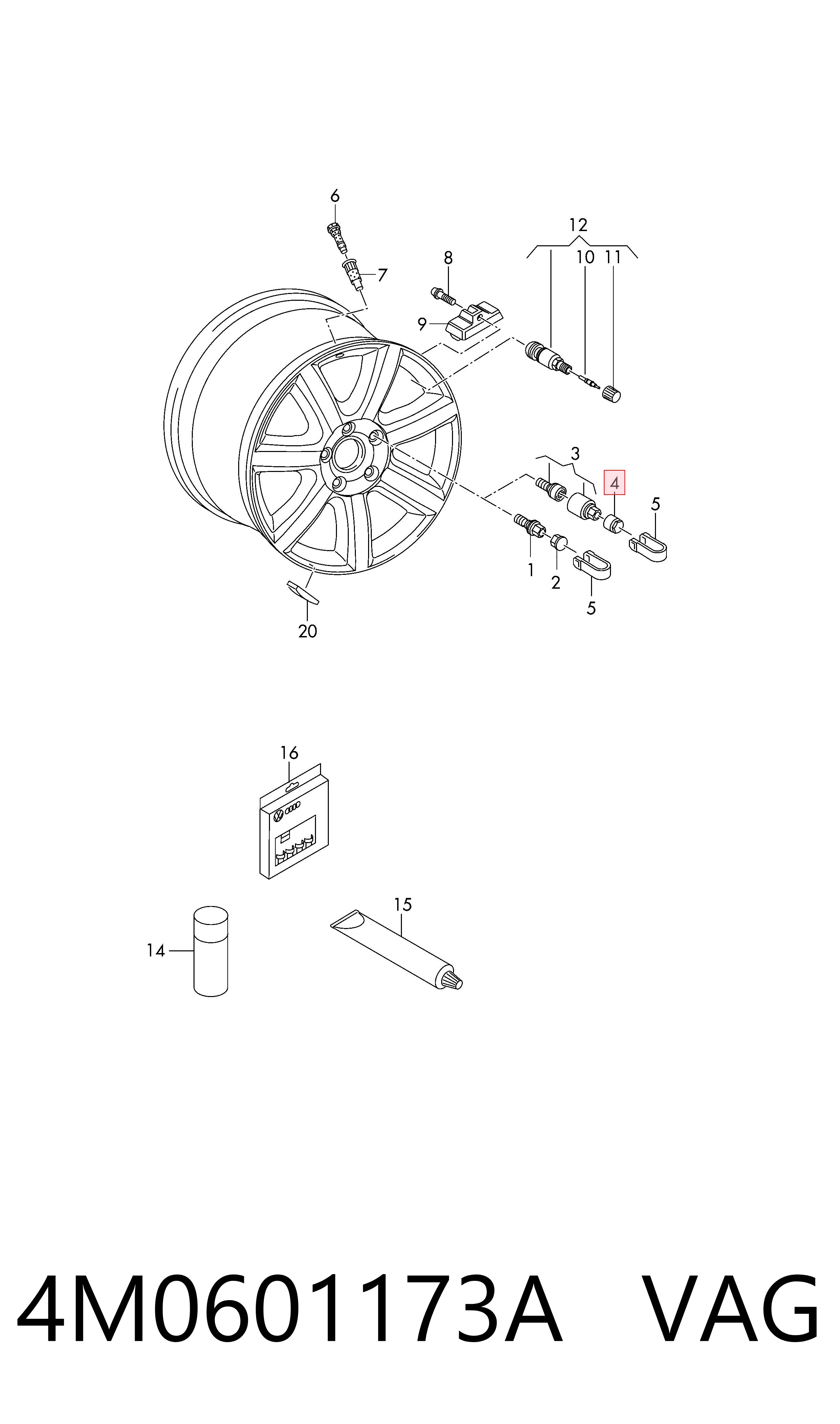4M0601173A VAG Tornillos para llantas