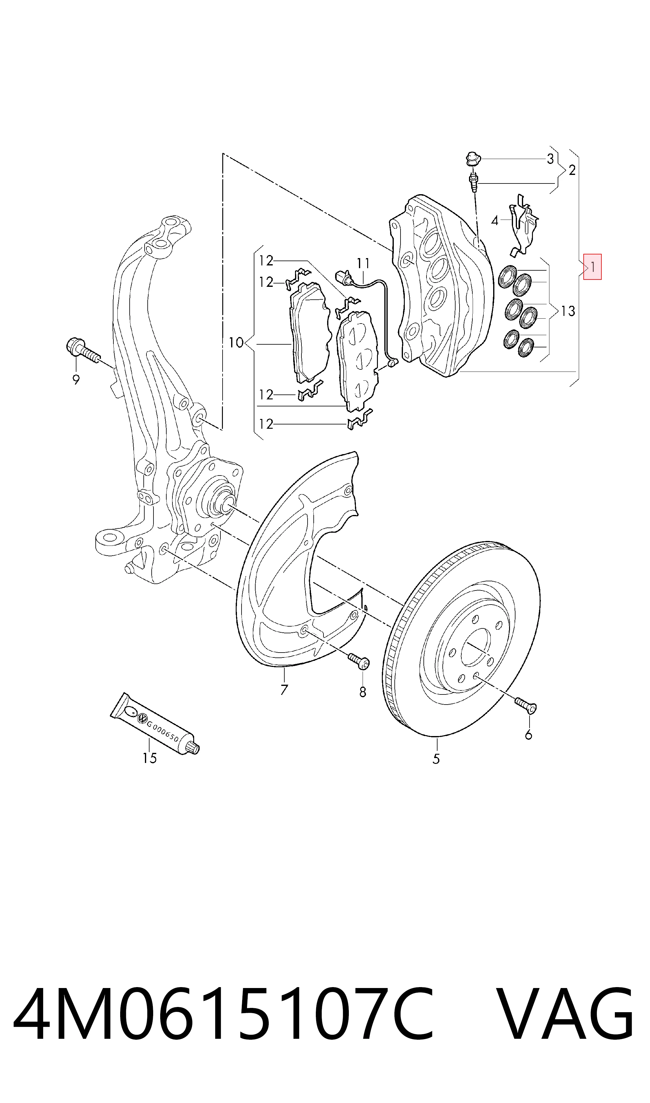 4M0615107C VAG Pinza de freno delantera izquierda