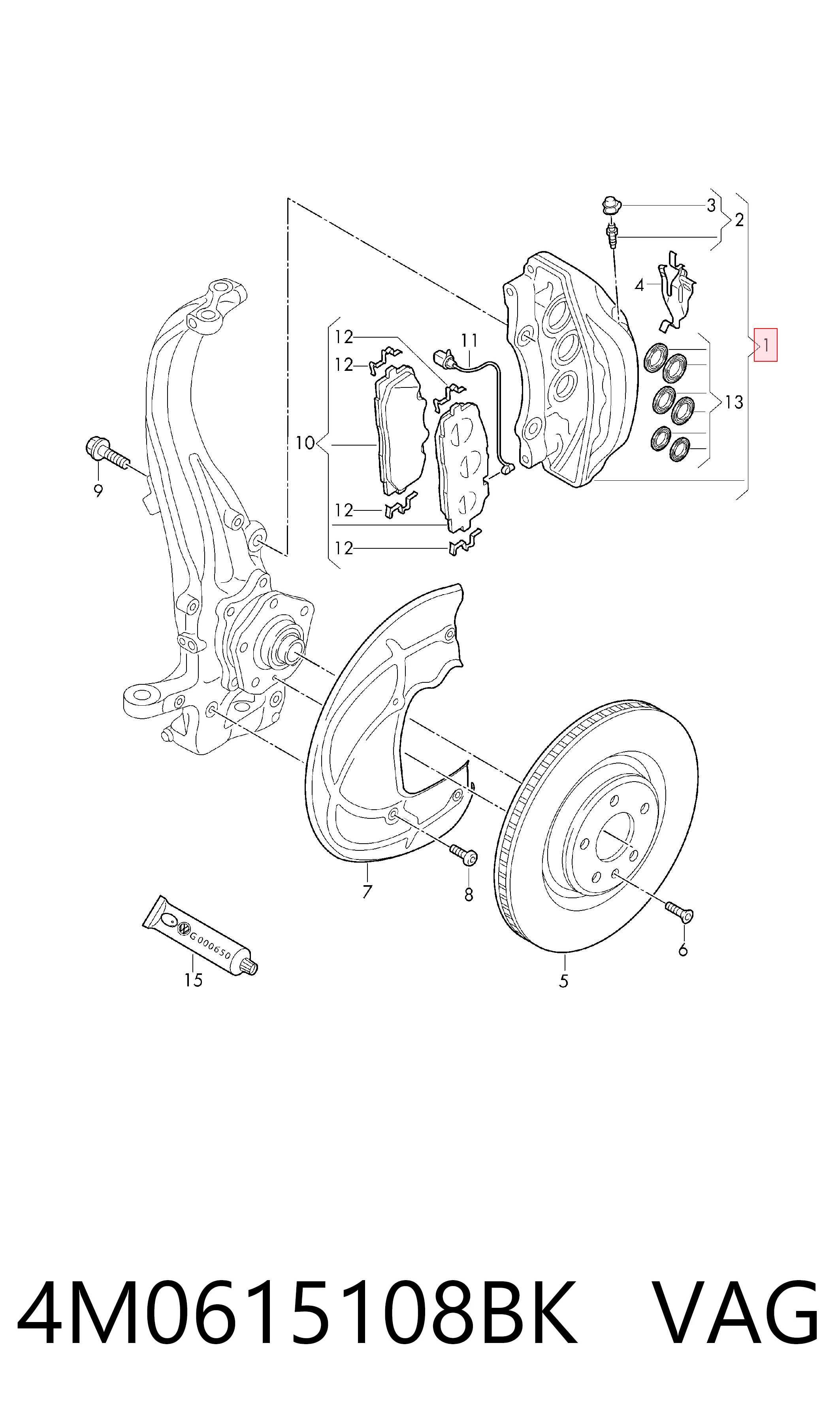4M0615108BK VAG Pinza de freno delantera derecha