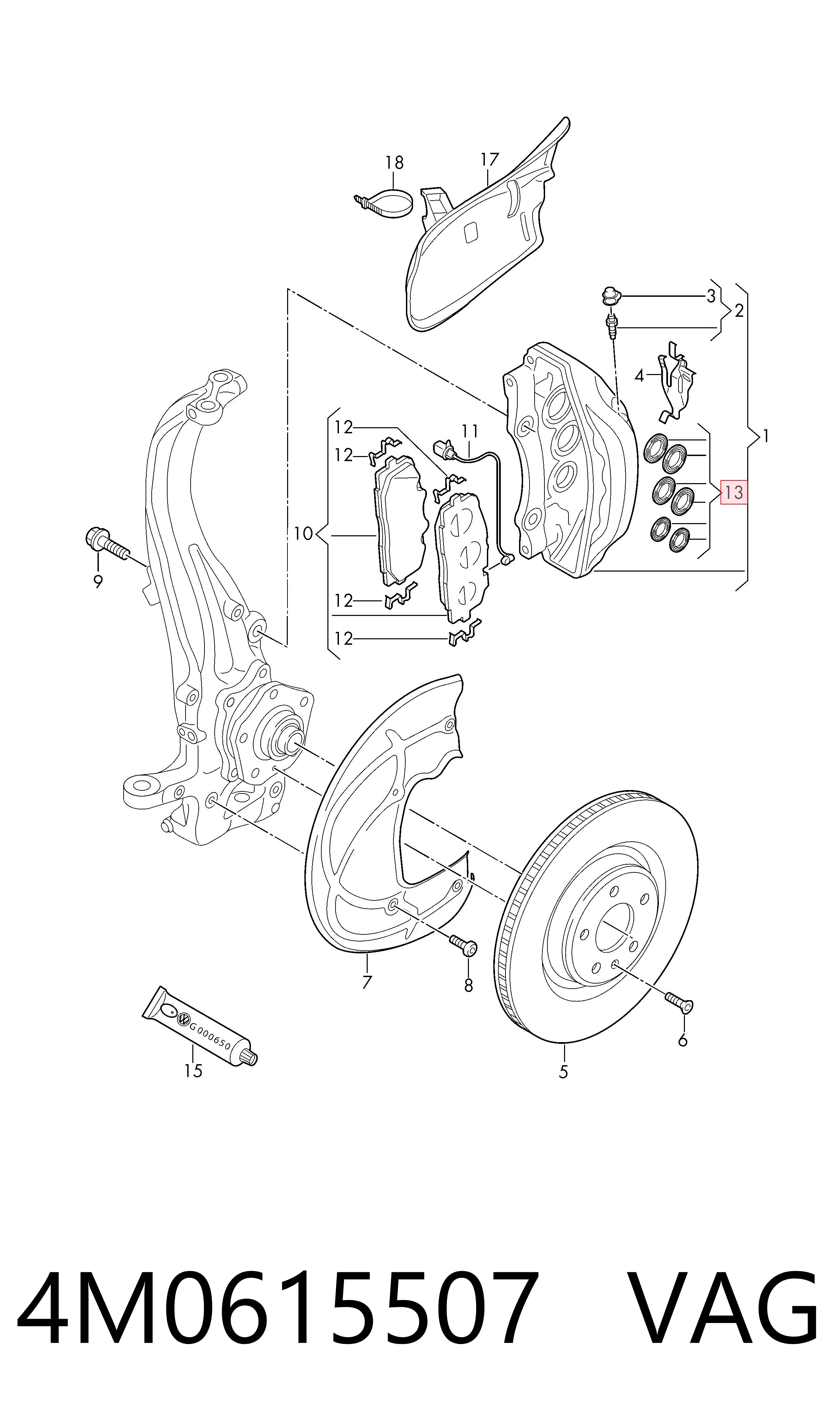Kit de reparación, pinza de freno delantero VAG 4M0615507 precio, desde 23,89 EUR