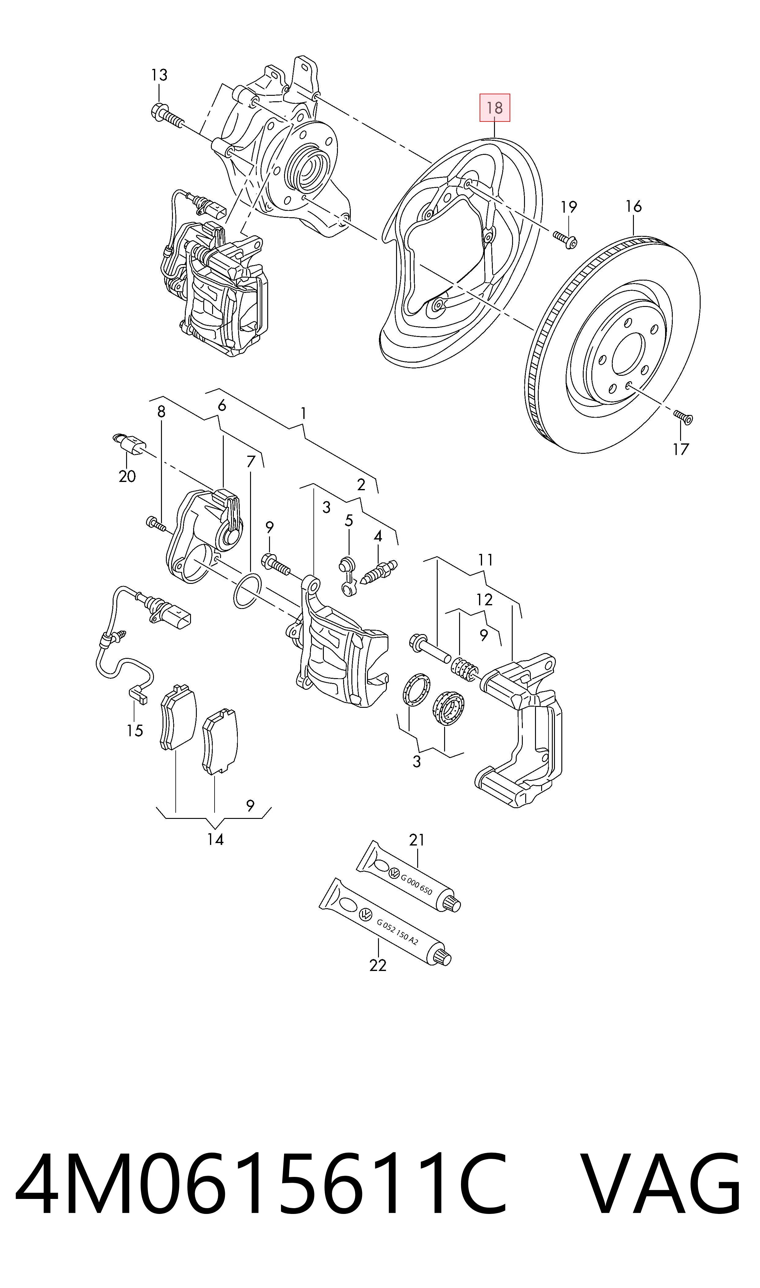 4M0615611C VAG Protector de disco de freno trasero izquierdo