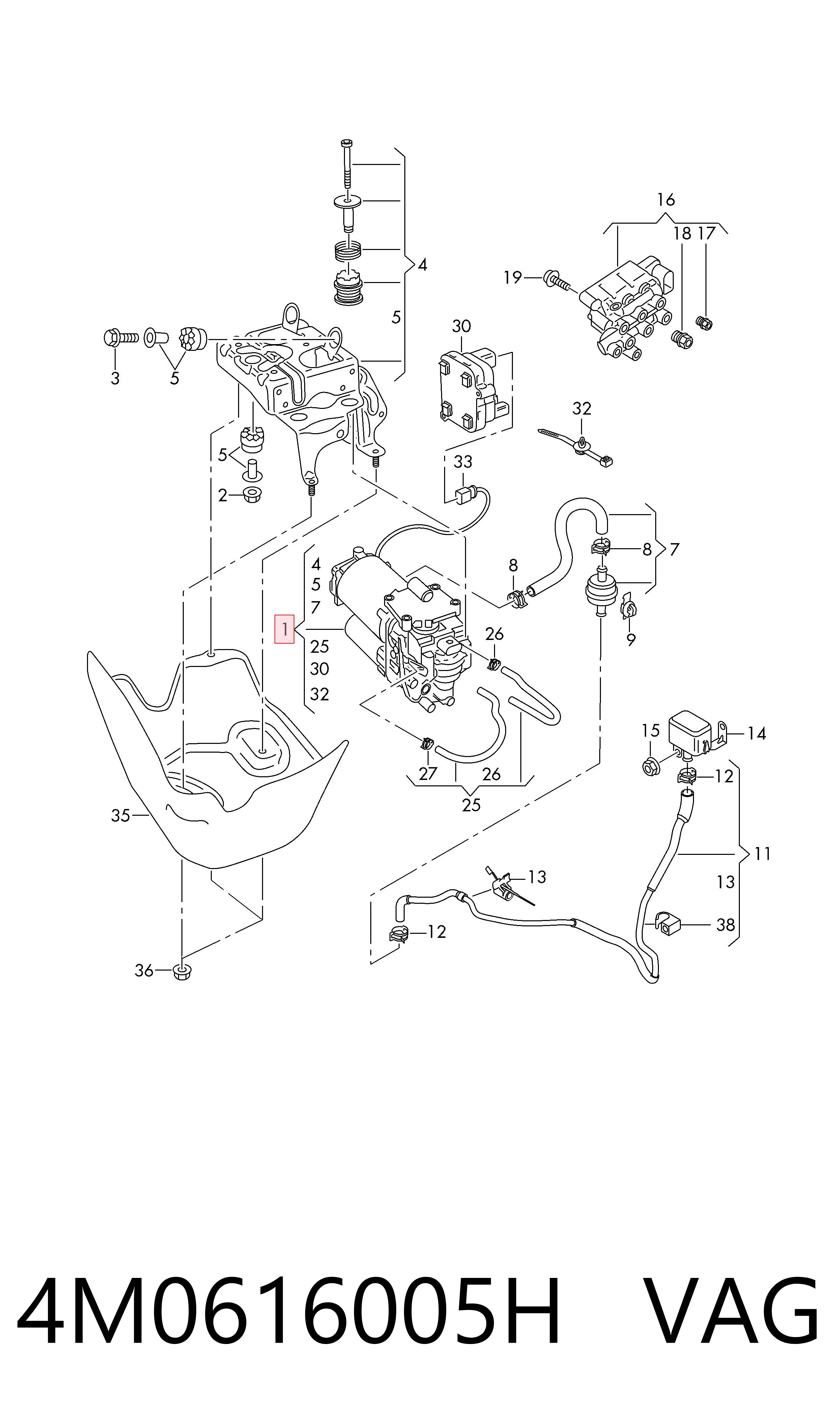 4M0616005H VAG Compresor de suspensión neumática