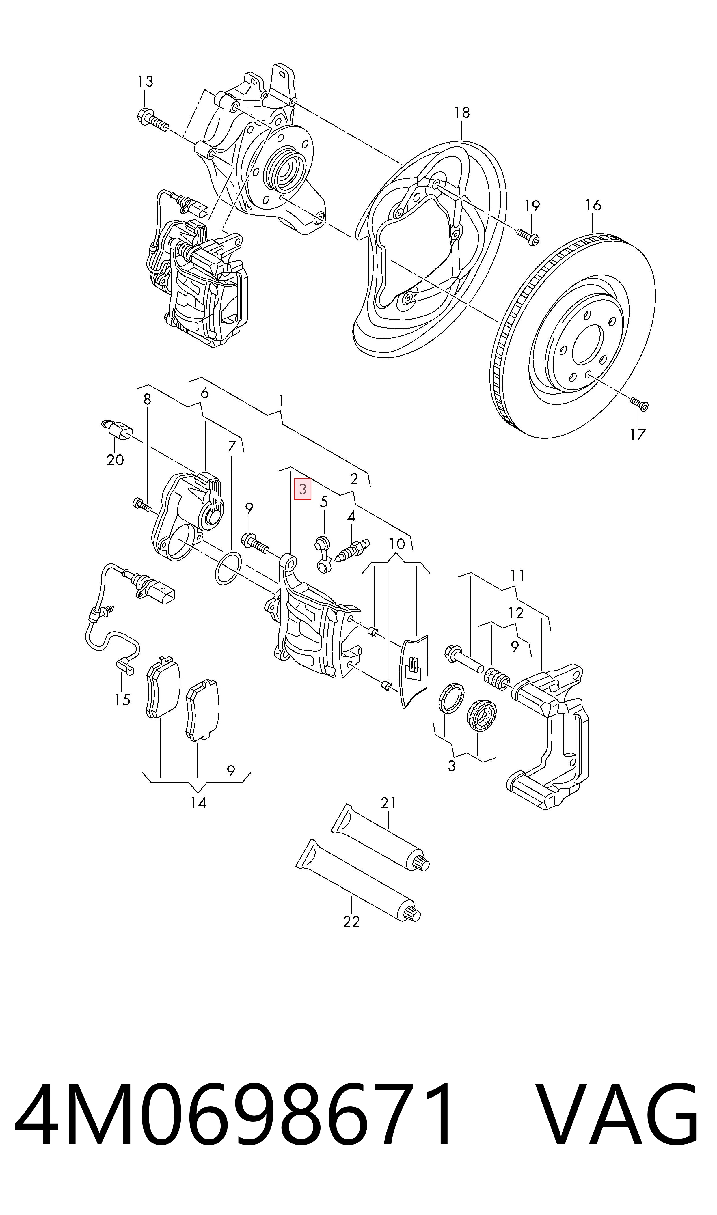 Kit de reparación, pinza de freno trasero VAG 4M0698671 precio, desde 11,20 EUR