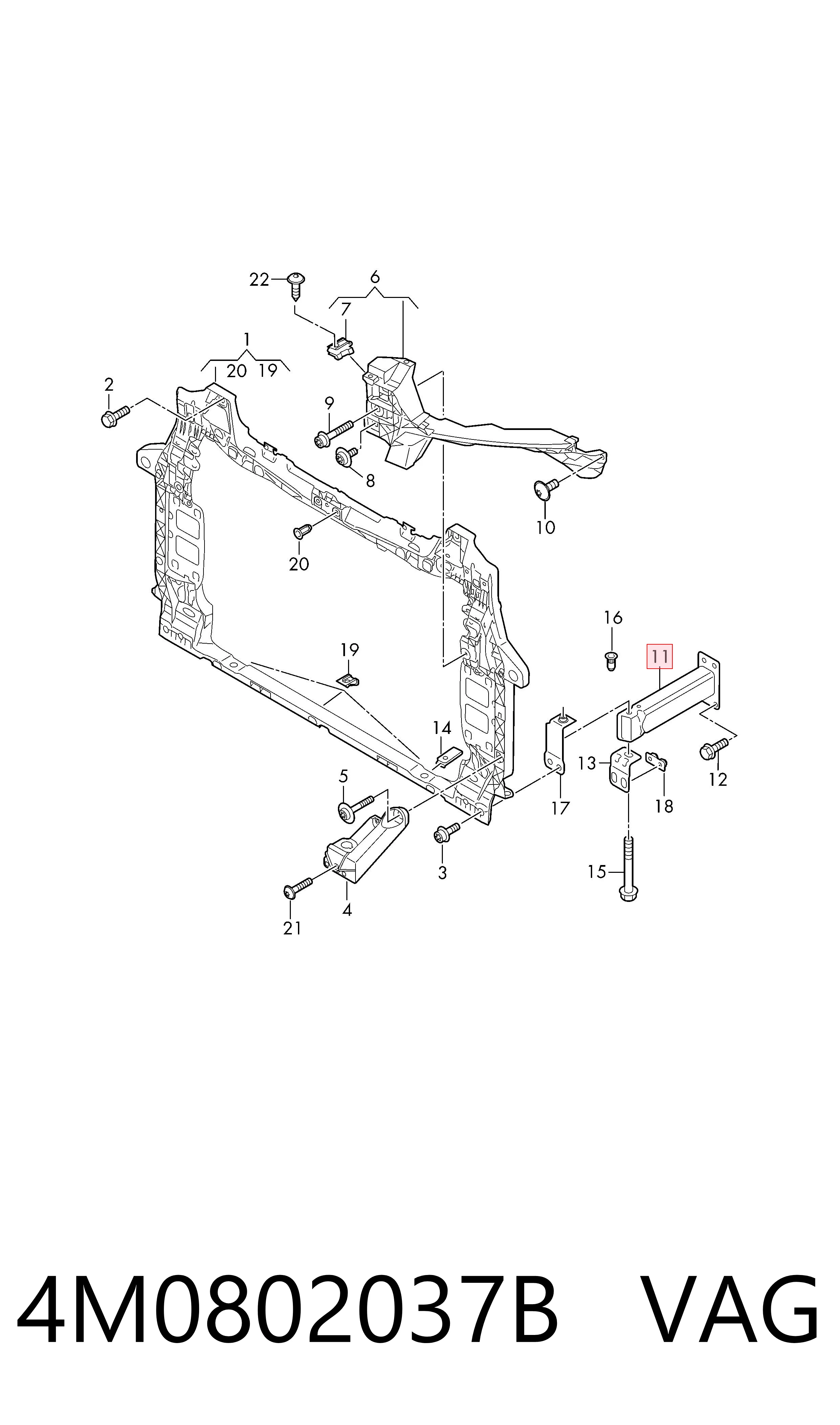4M0802037B VAG Soporte del refuerzo del parachoques delantero