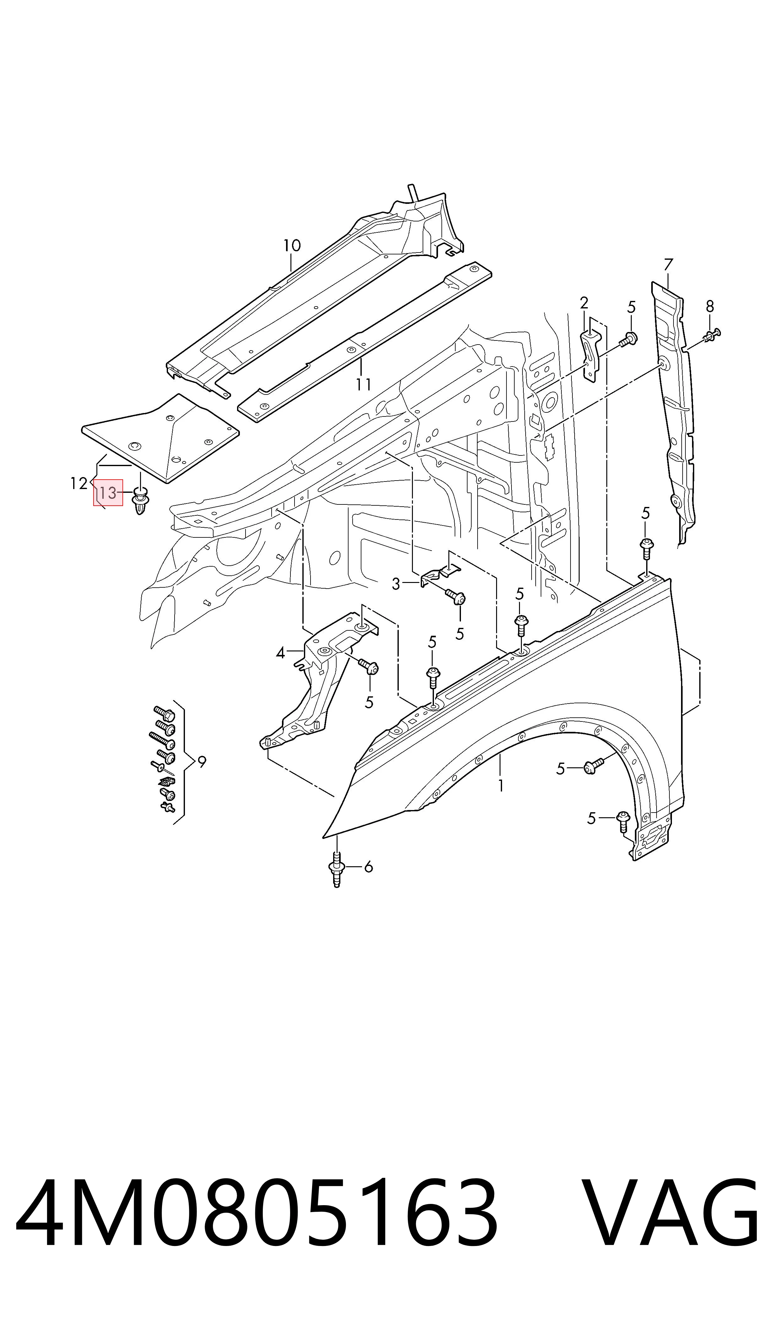 Clip de la tapa decorativa del motor VAG 4M0805163 precio, desde 2,24 EUR